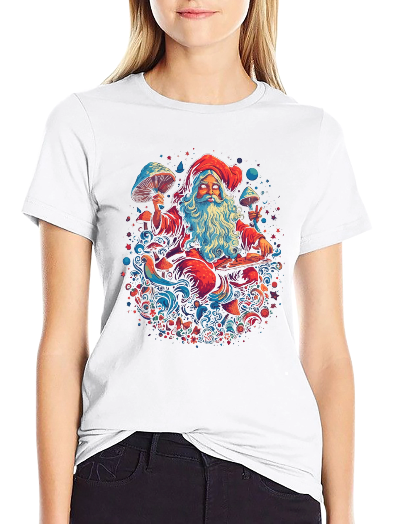 Psychedelic Santa T-Shirt - Festive & Fun