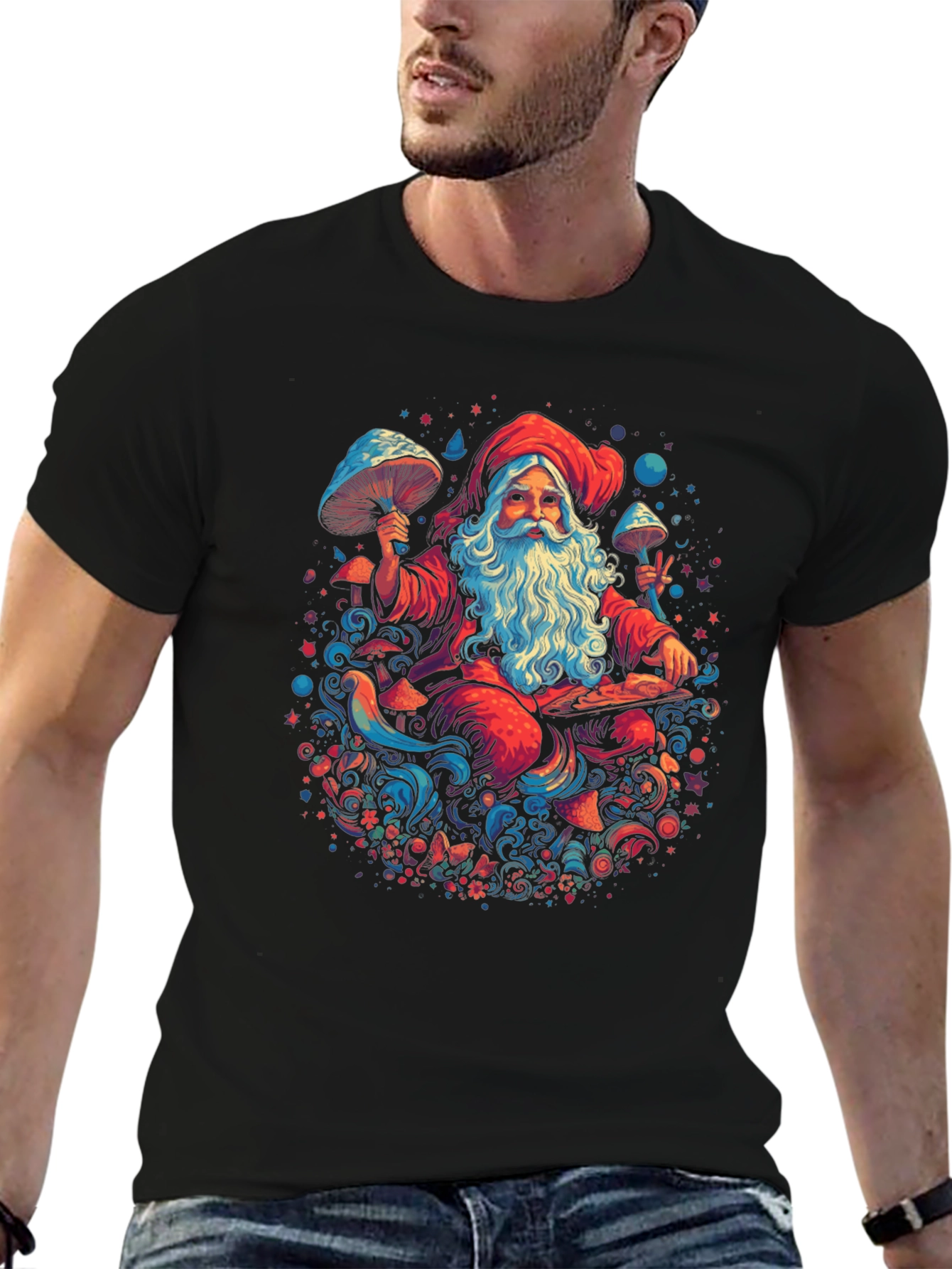 Psychedelic Santa T-Shirt - Festive & Fun