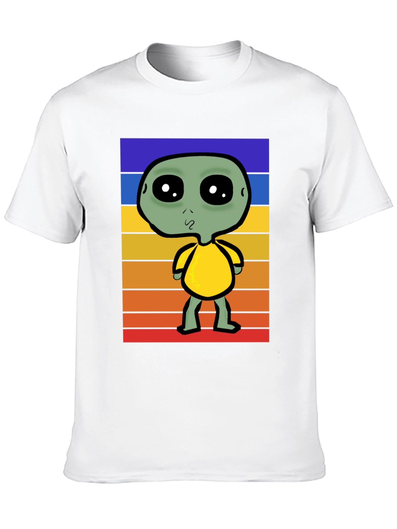 Retro Alien Graphic Tee - Black Cotton Blend