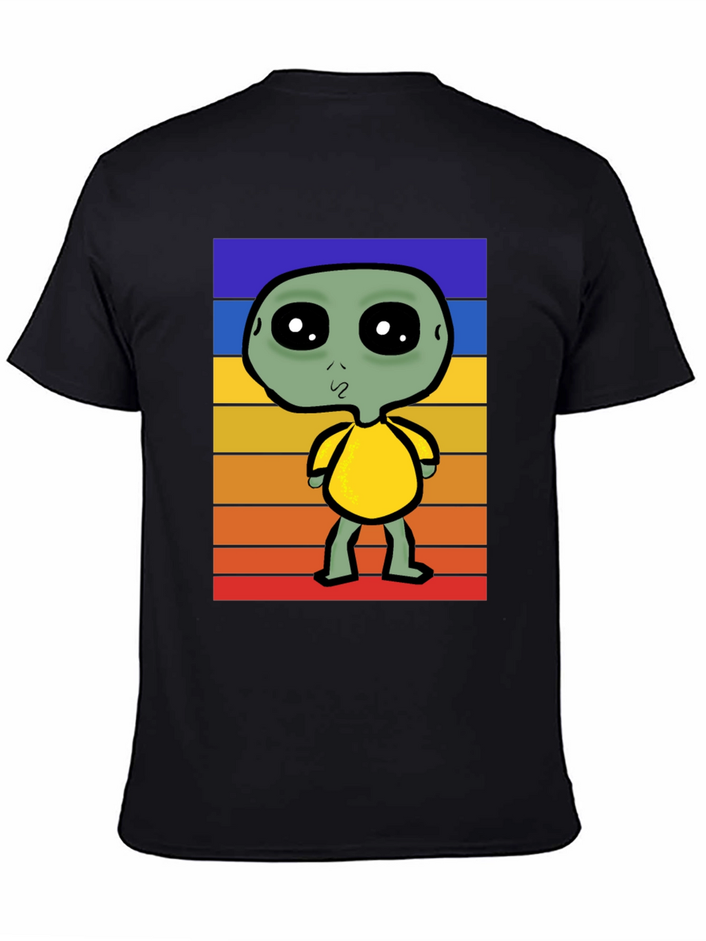 Retro Alien Graphic Tee - Black Cotton Blend