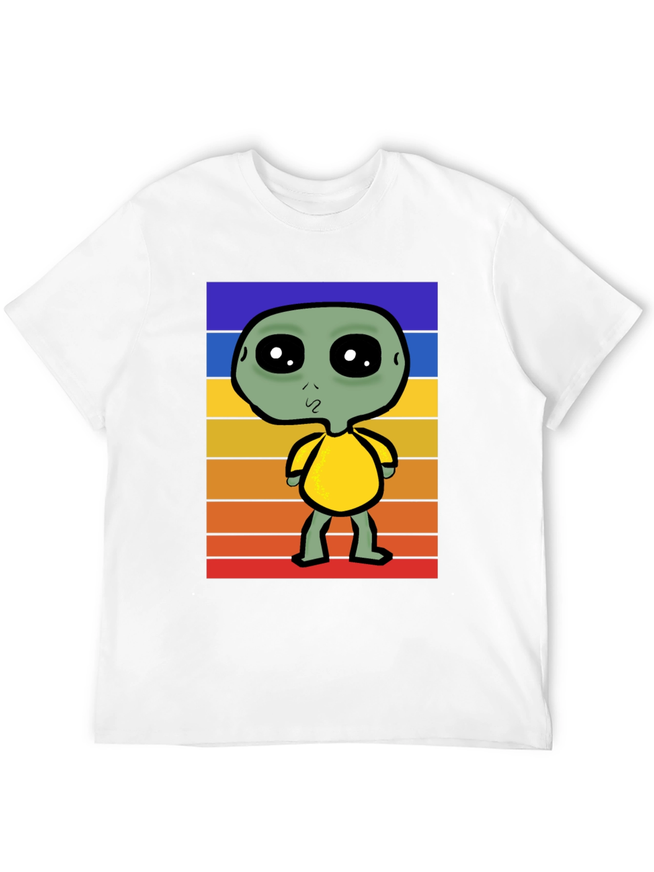 Retro Alien Graphic Tee - Black Cotton Blend