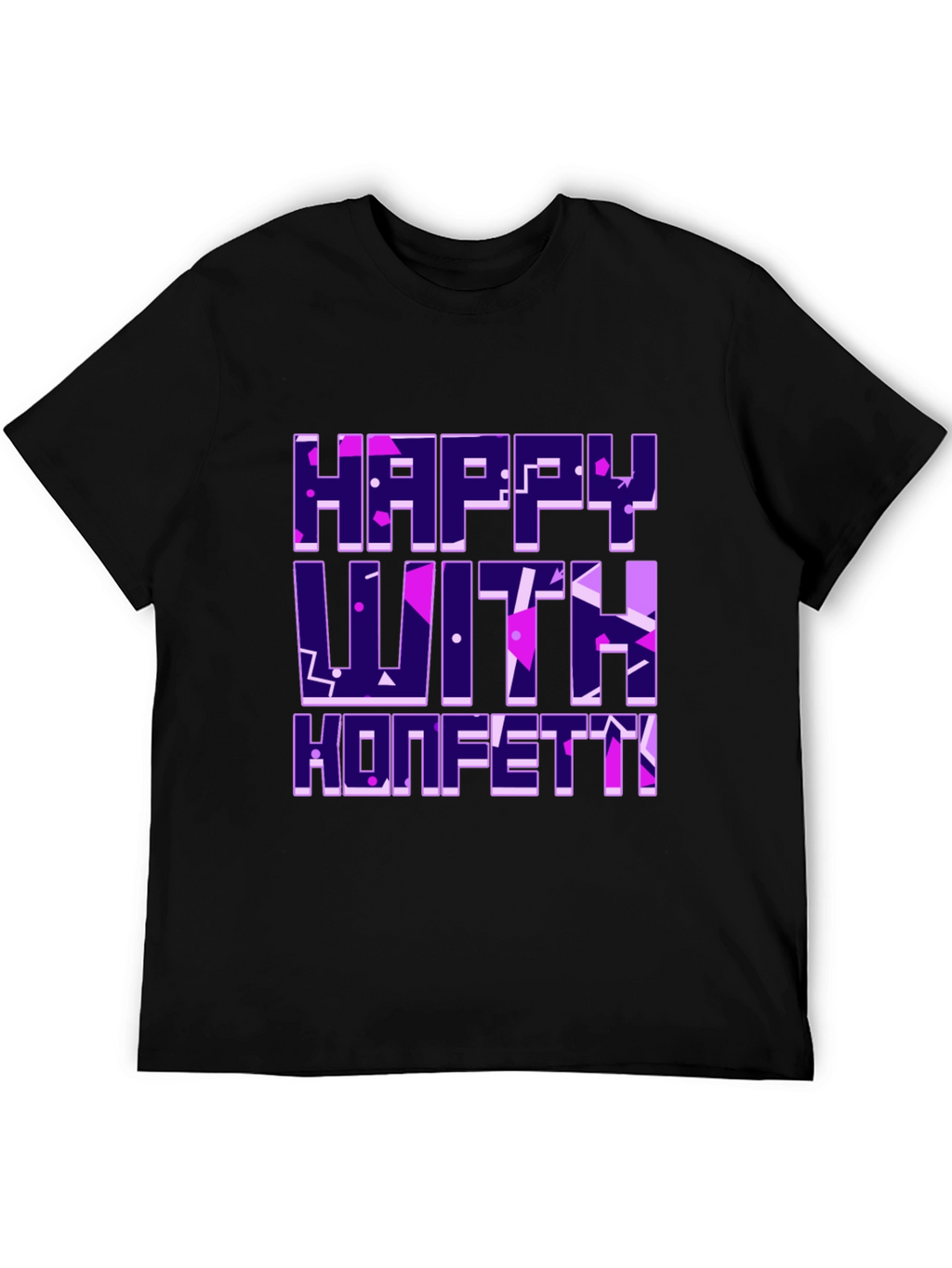 Happy With Konfetti Graphic Tee - Black Cotton Blend