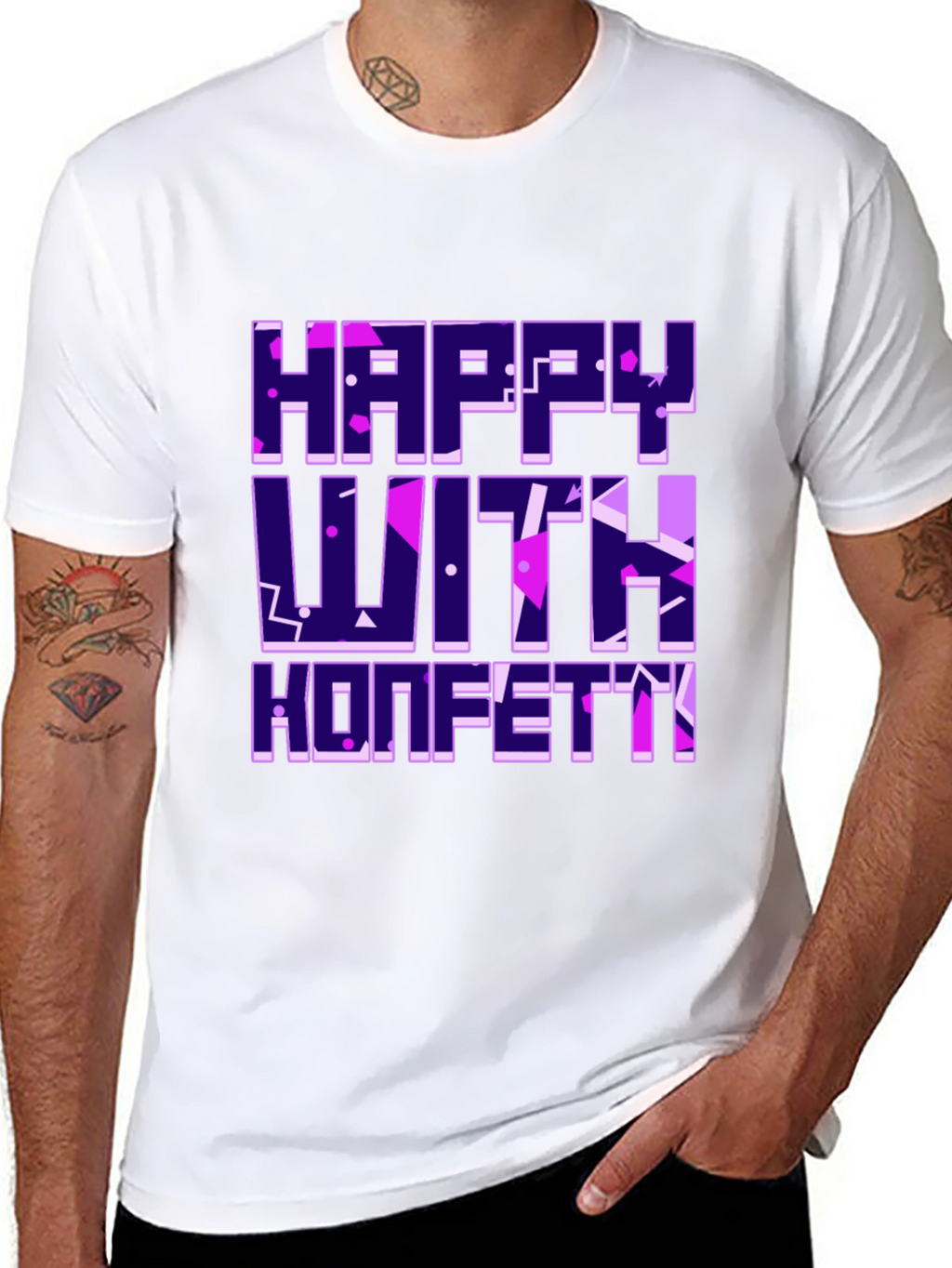 Happy With Konfetti Graphic Tee - Black Cotton Blend