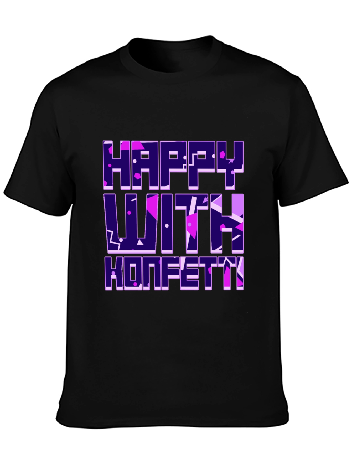 Happy With Konfetti Graphic Tee - Black Cotton Blend