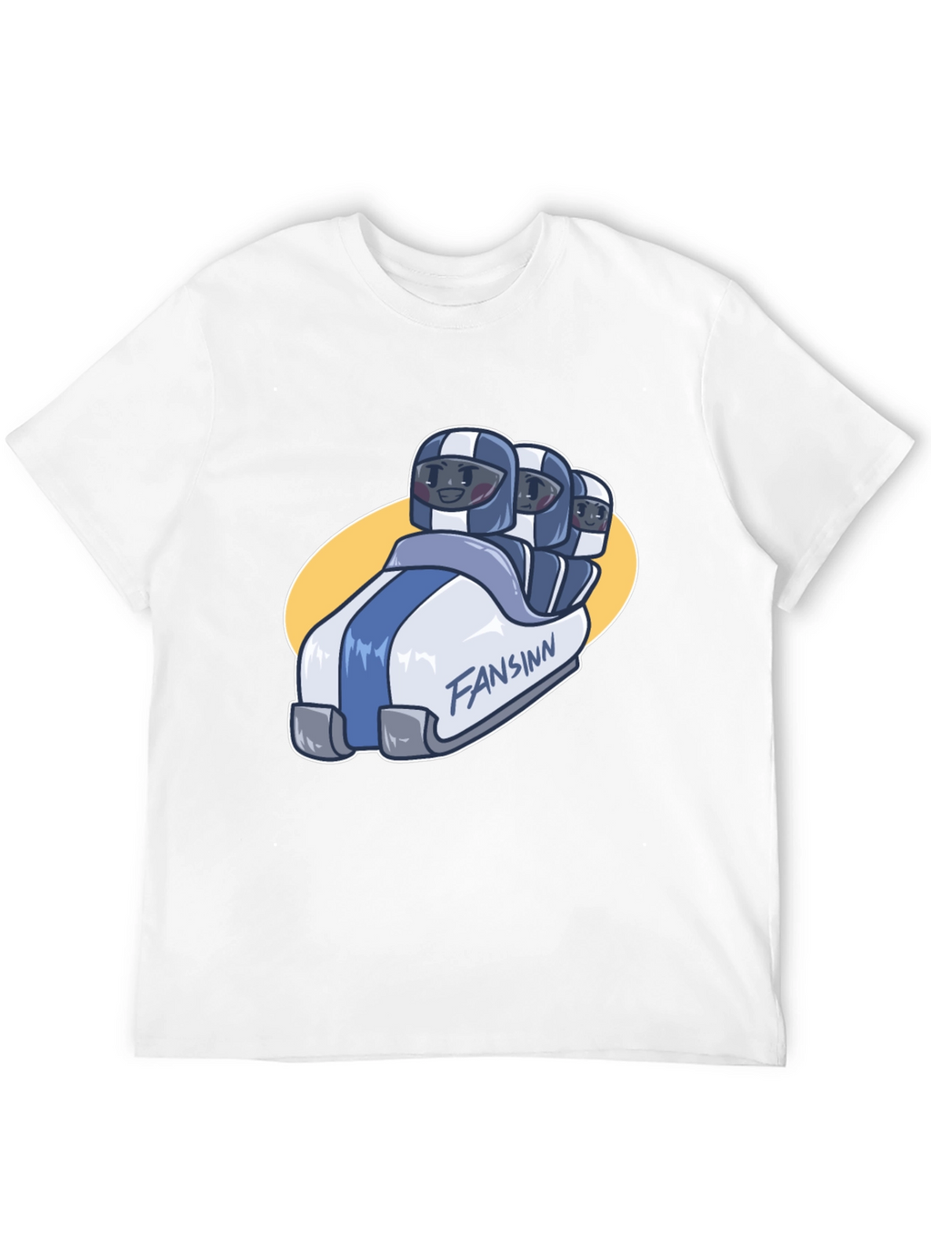 Funny Bobsled Cartoon Black T-Shirt