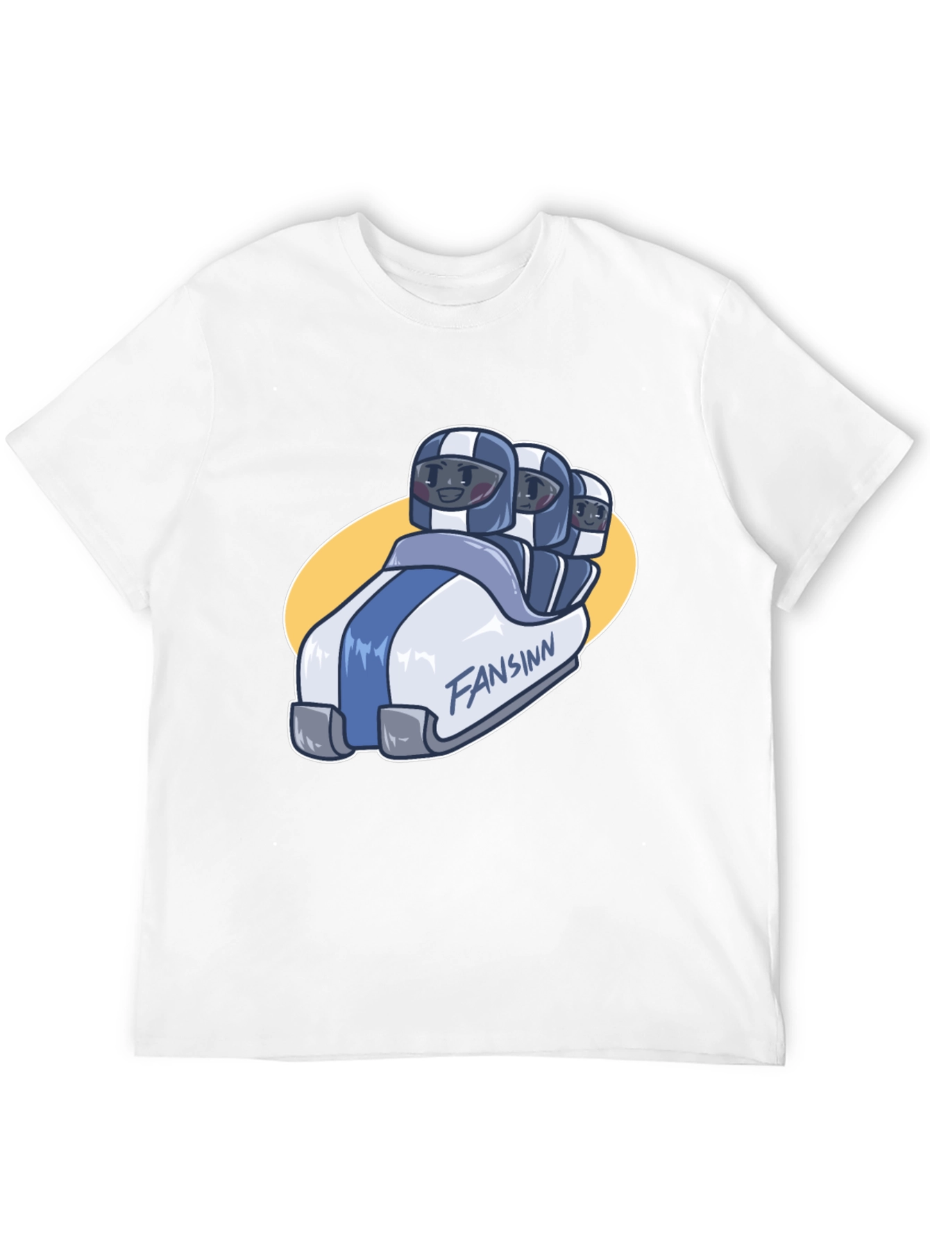 Funny Bobsled Cartoon Black T-Shirt