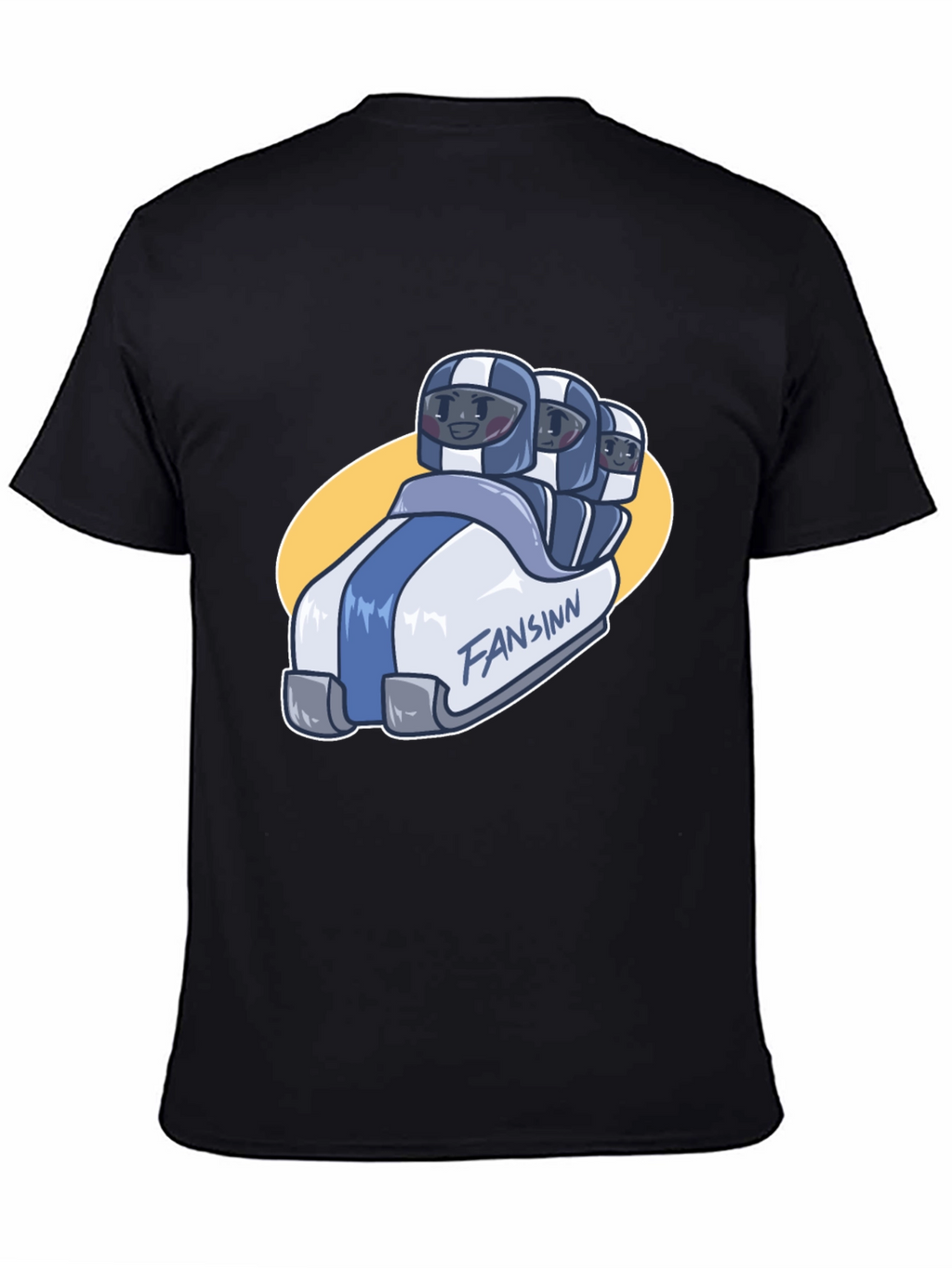 Funny Bobsled Cartoon Black T-Shirt