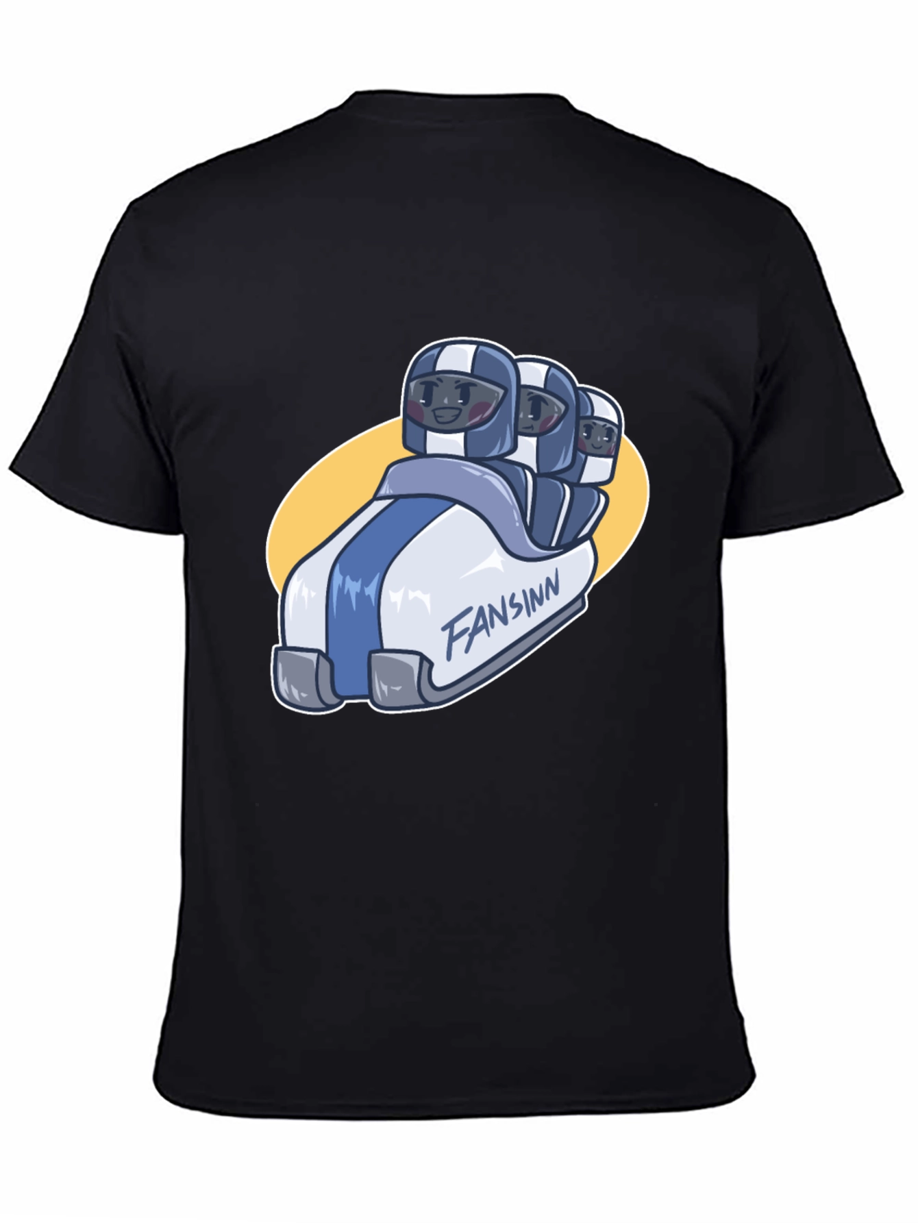 Funny Bobsled Cartoon Black T-Shirt