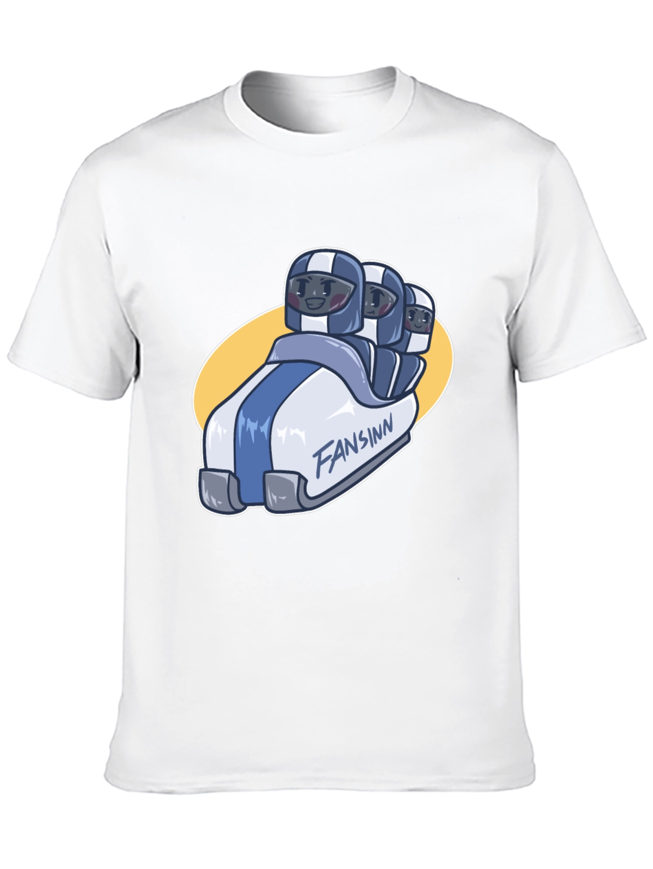 Funny Bobsled Cartoon Black T-Shirt