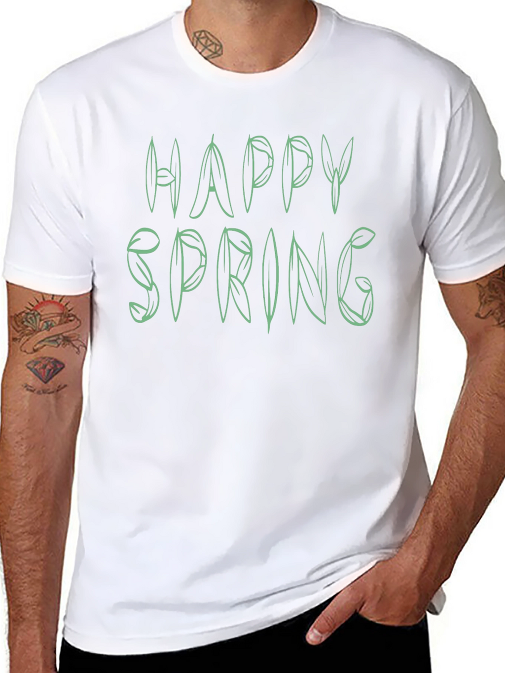 Happy Spring Green Leaf T-Shirt