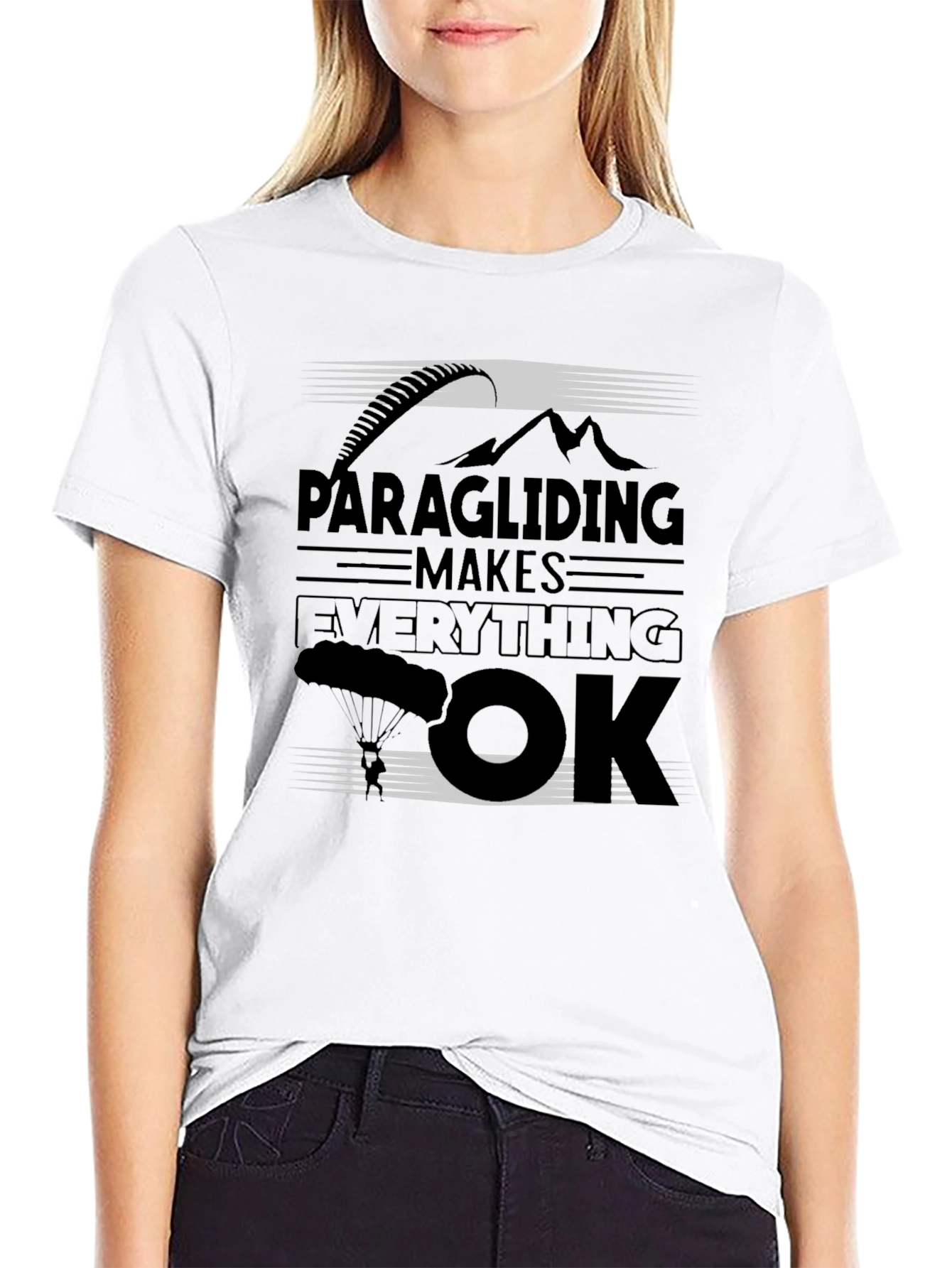 Paragliding Makes Everything OK Black T-Shirt