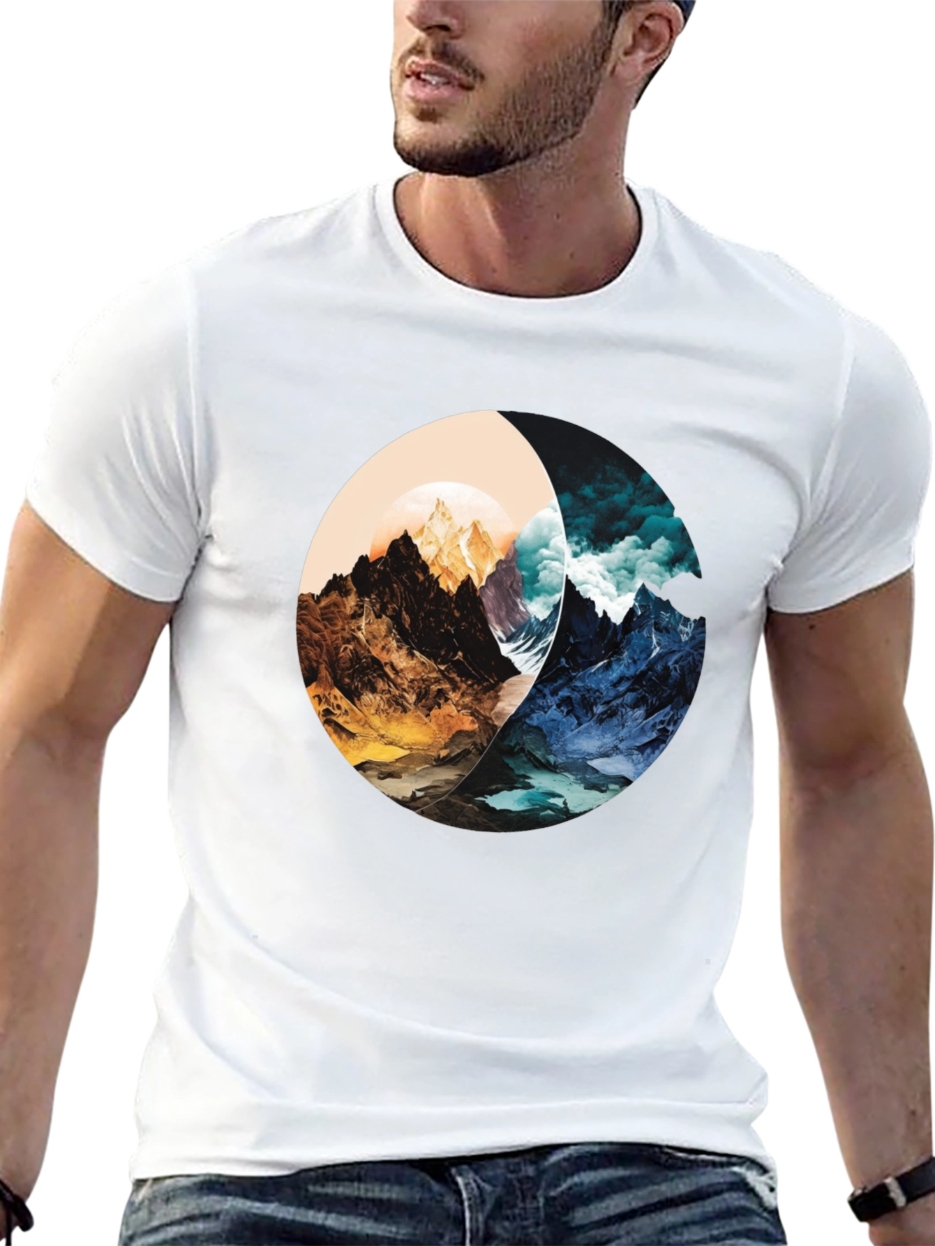 Yin Yang Mountain Graphic Tee - Stylish and Unique