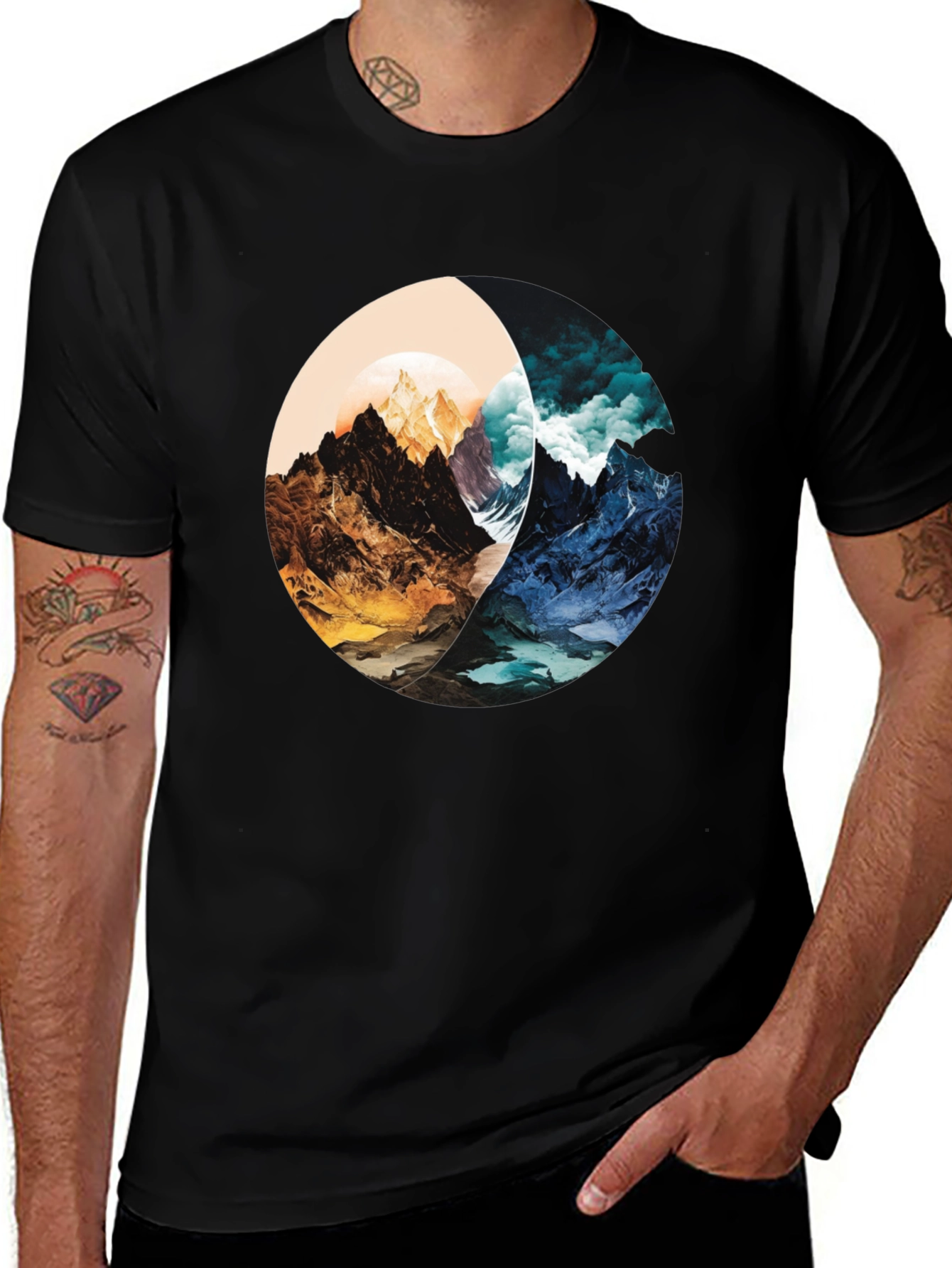 Yin Yang Mountain Graphic Tee - Stylish and Unique