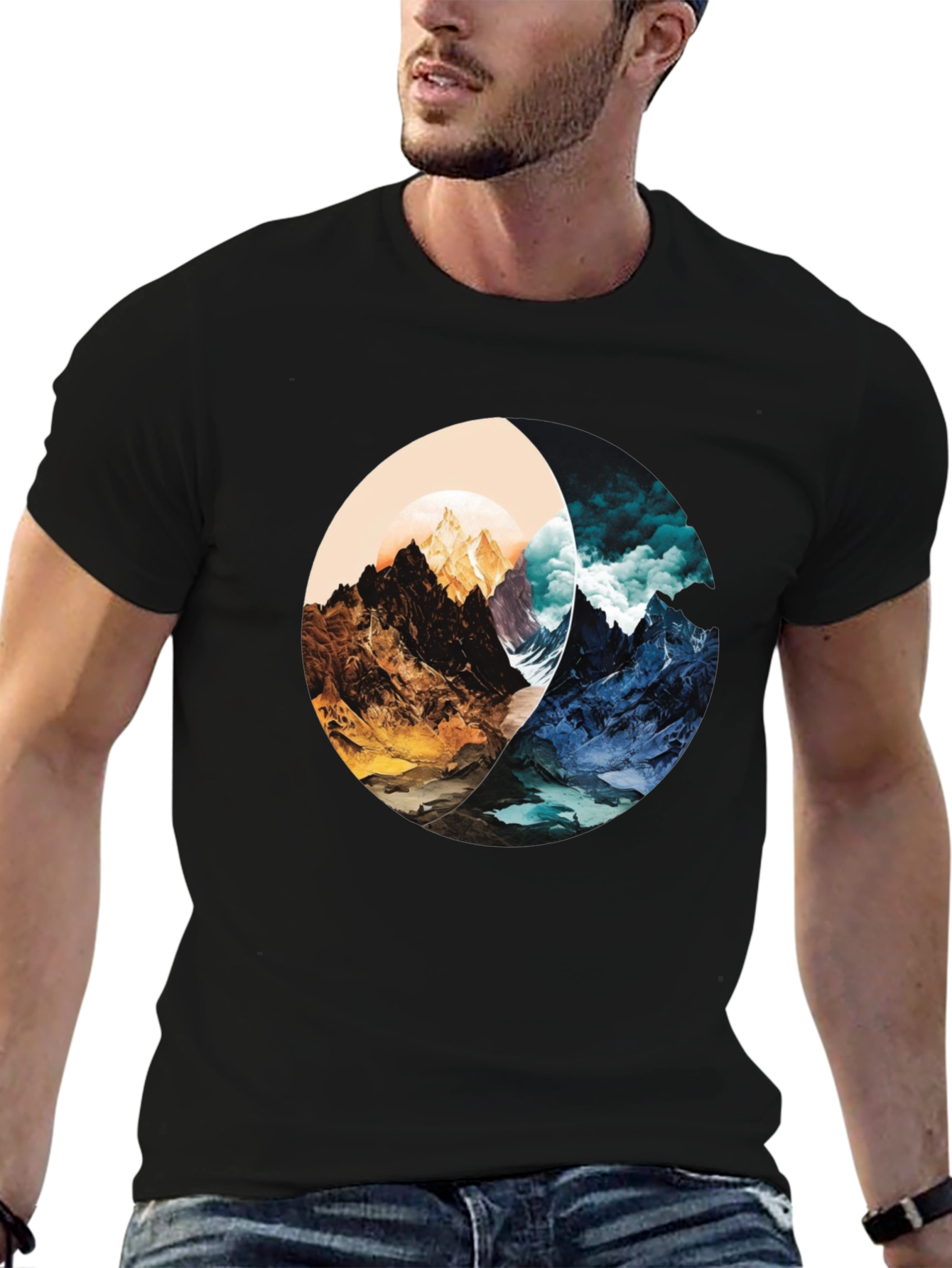 Yin Yang Mountain Graphic Tee - Stylish and Unique