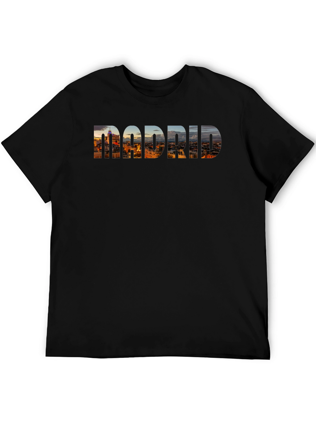 Madrid Skyline Black T-Shirt