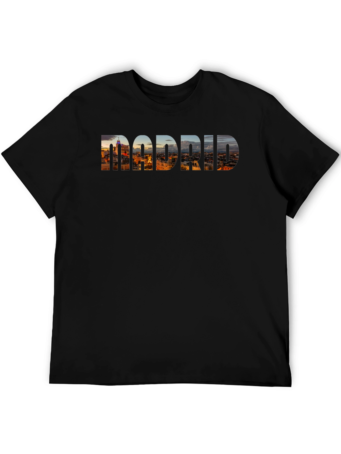 Madrid Skyline Black T-Shirt
