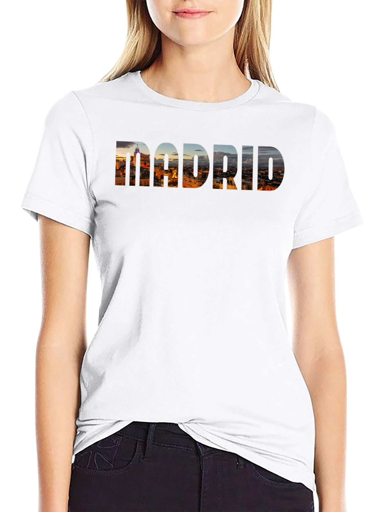 Madrid Skyline Black T-Shirt