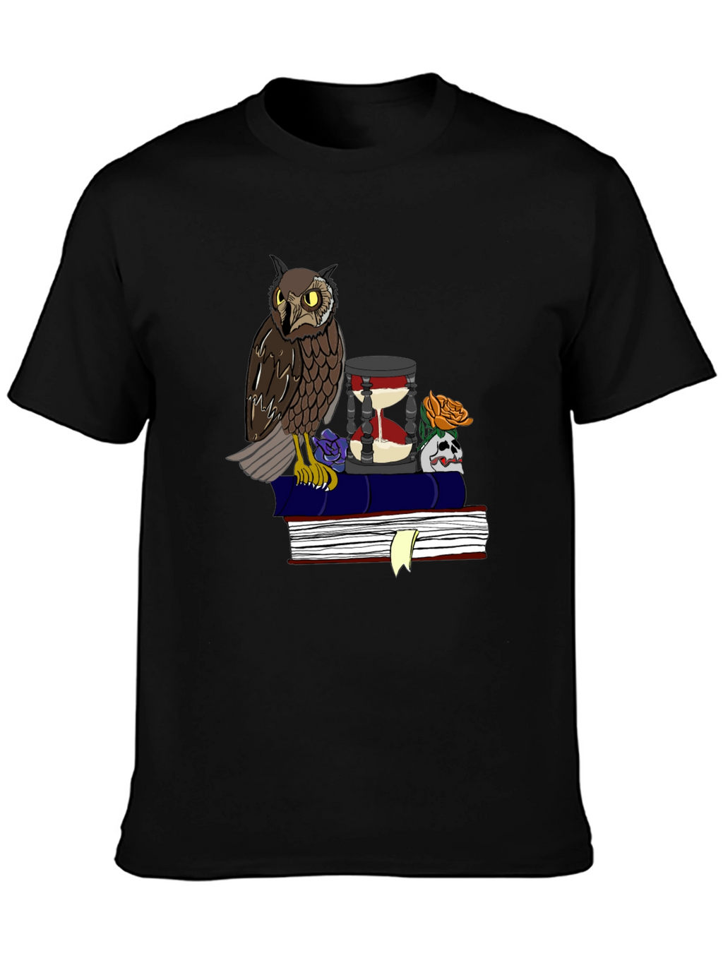 Owl and Hourglass Graphic T-Shirt