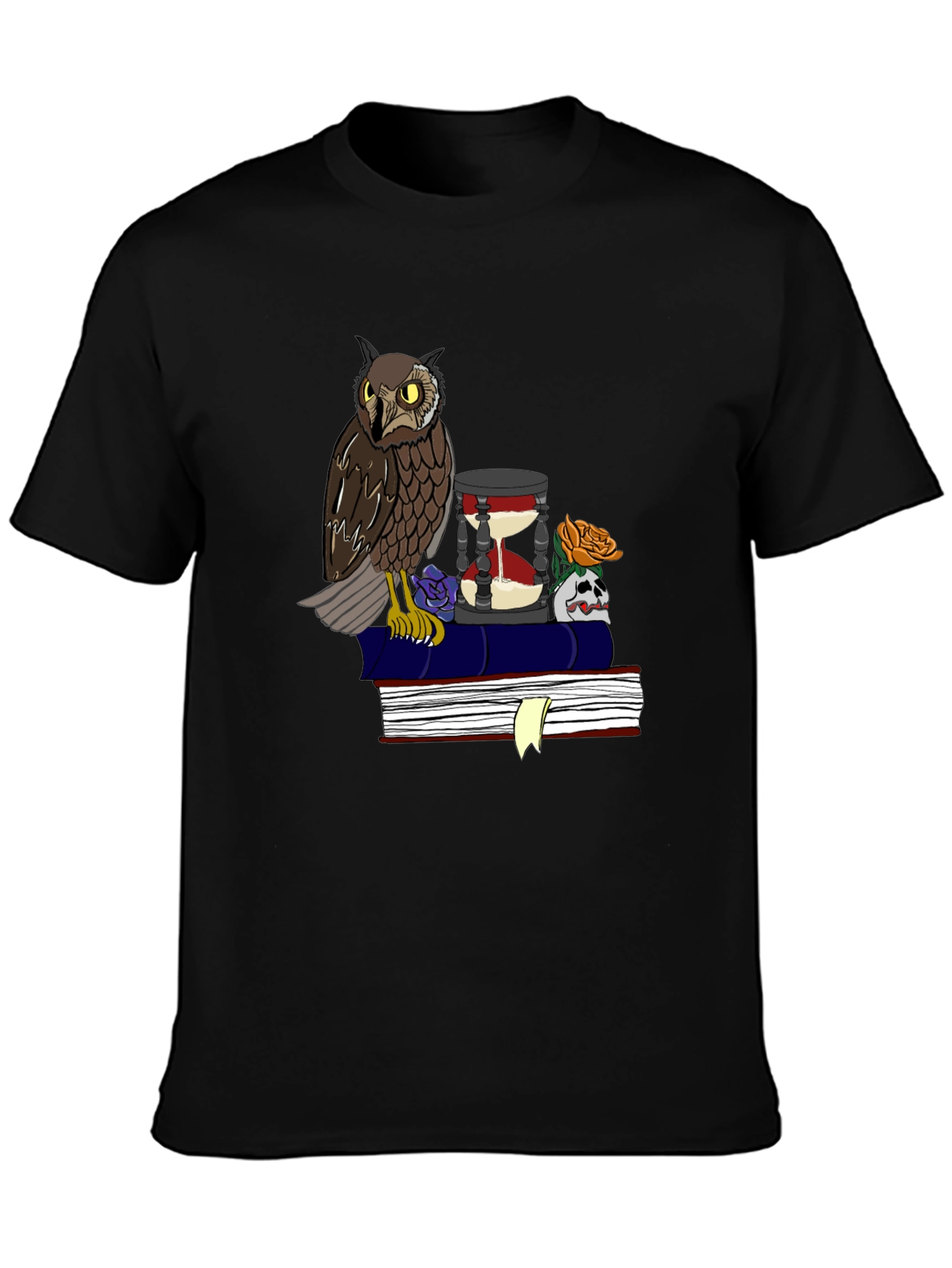 Owl and Hourglass Graphic T-Shirt