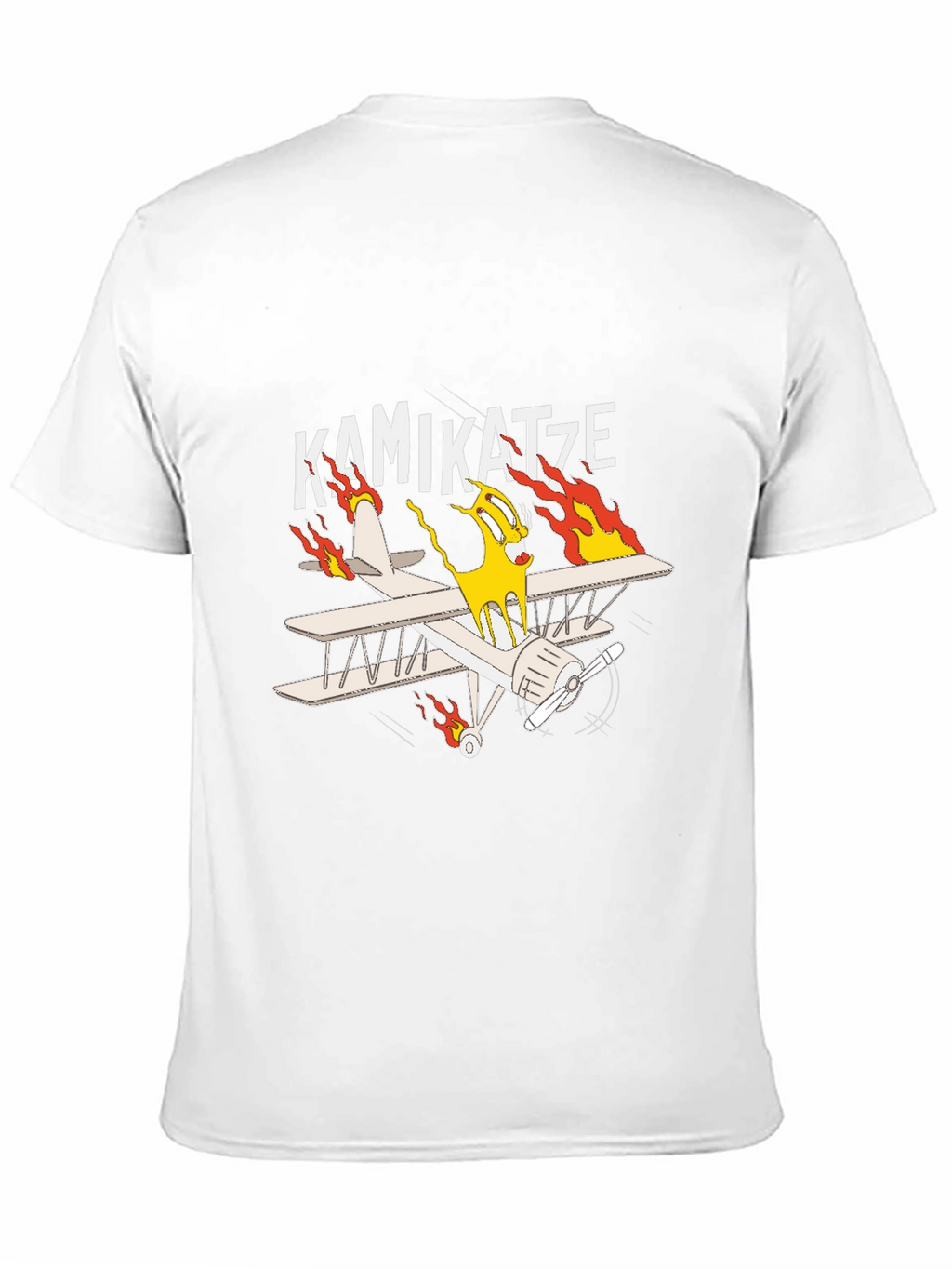 Kamikatze Cartoon Plane Graphic T-Shirt
