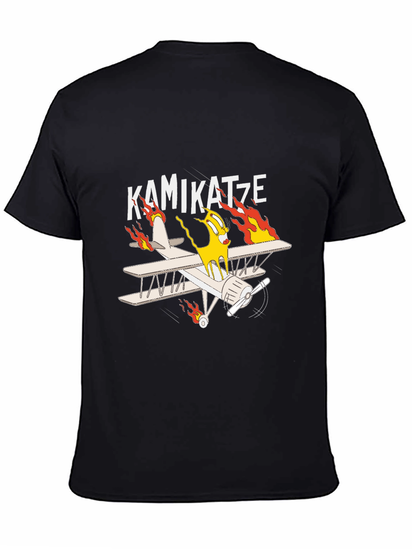 Kamikatze Cartoon Plane Graphic T-Shirt
