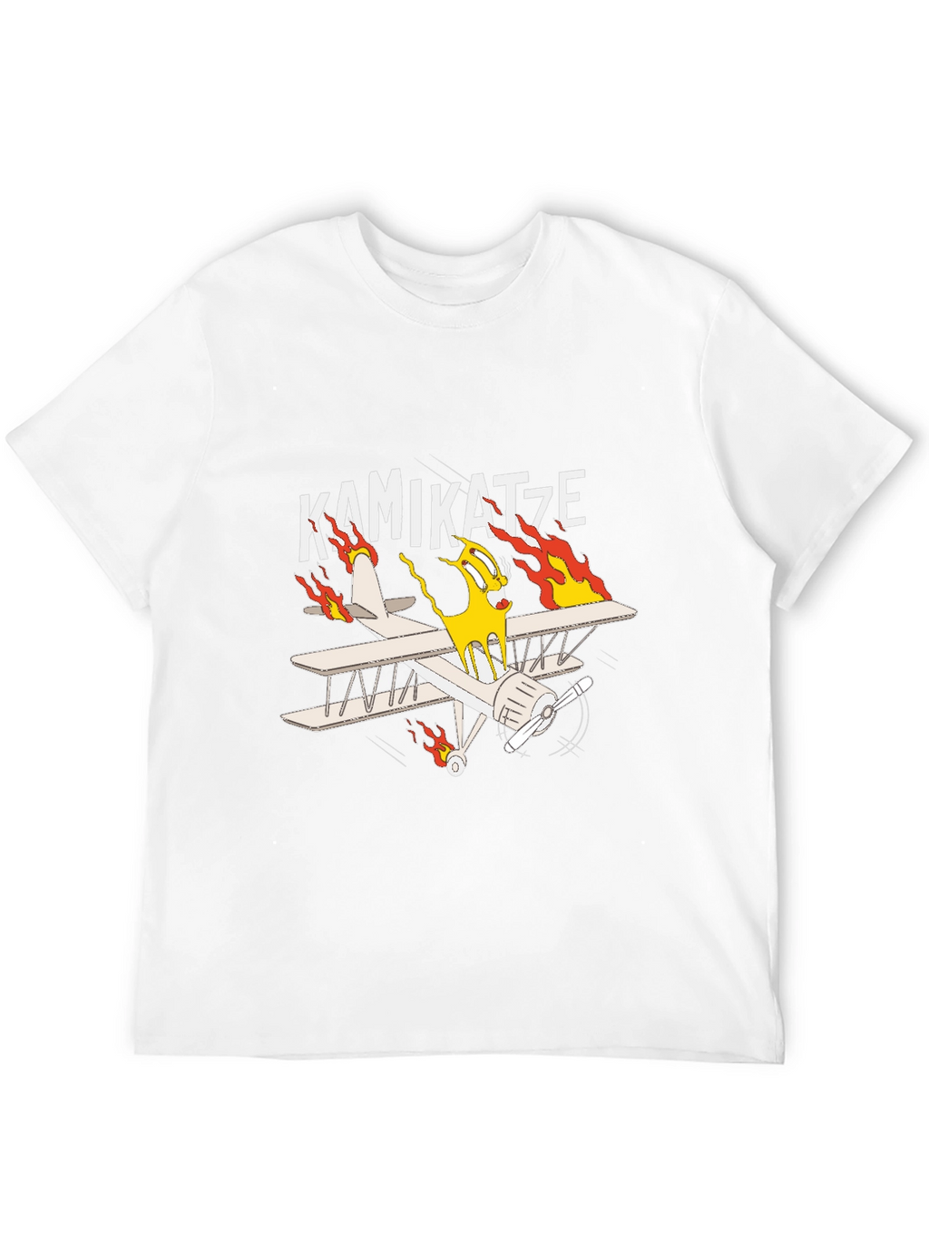 Kamikatze Cartoon Plane Graphic T-Shirt