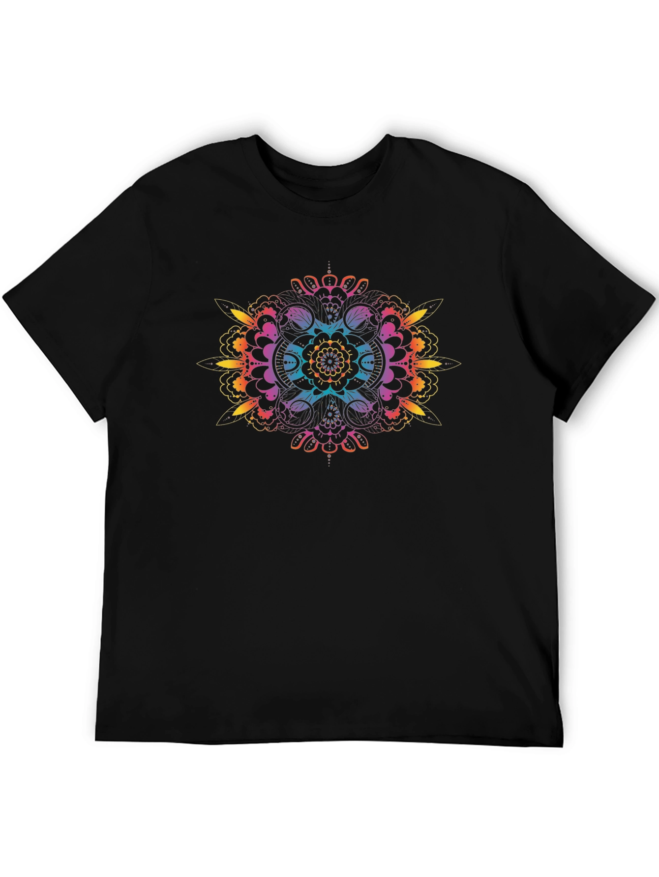Rainbow Mandala Graphic Black T-Shirt