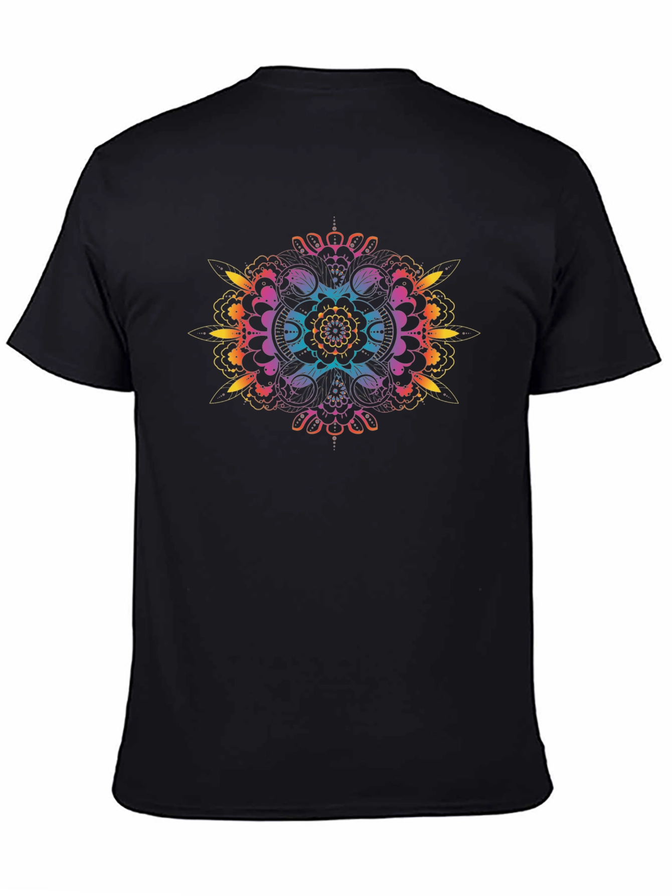 Rainbow Mandala Graphic Black T-Shirt