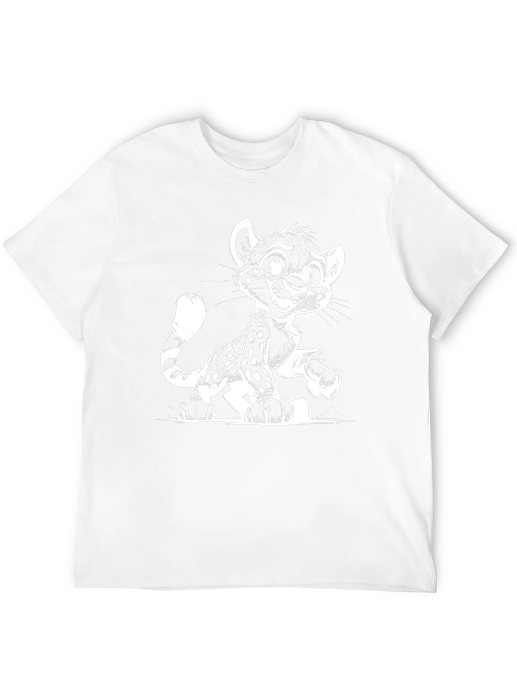 Cartoon Leopard Graphic Black T-Shirt