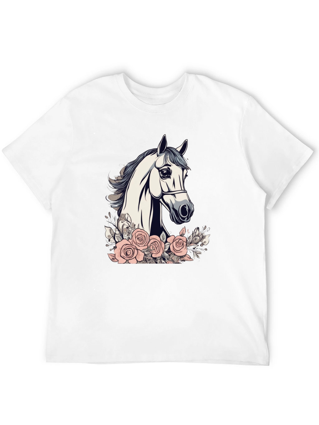 Horse and Roses Graphic Tee - Black