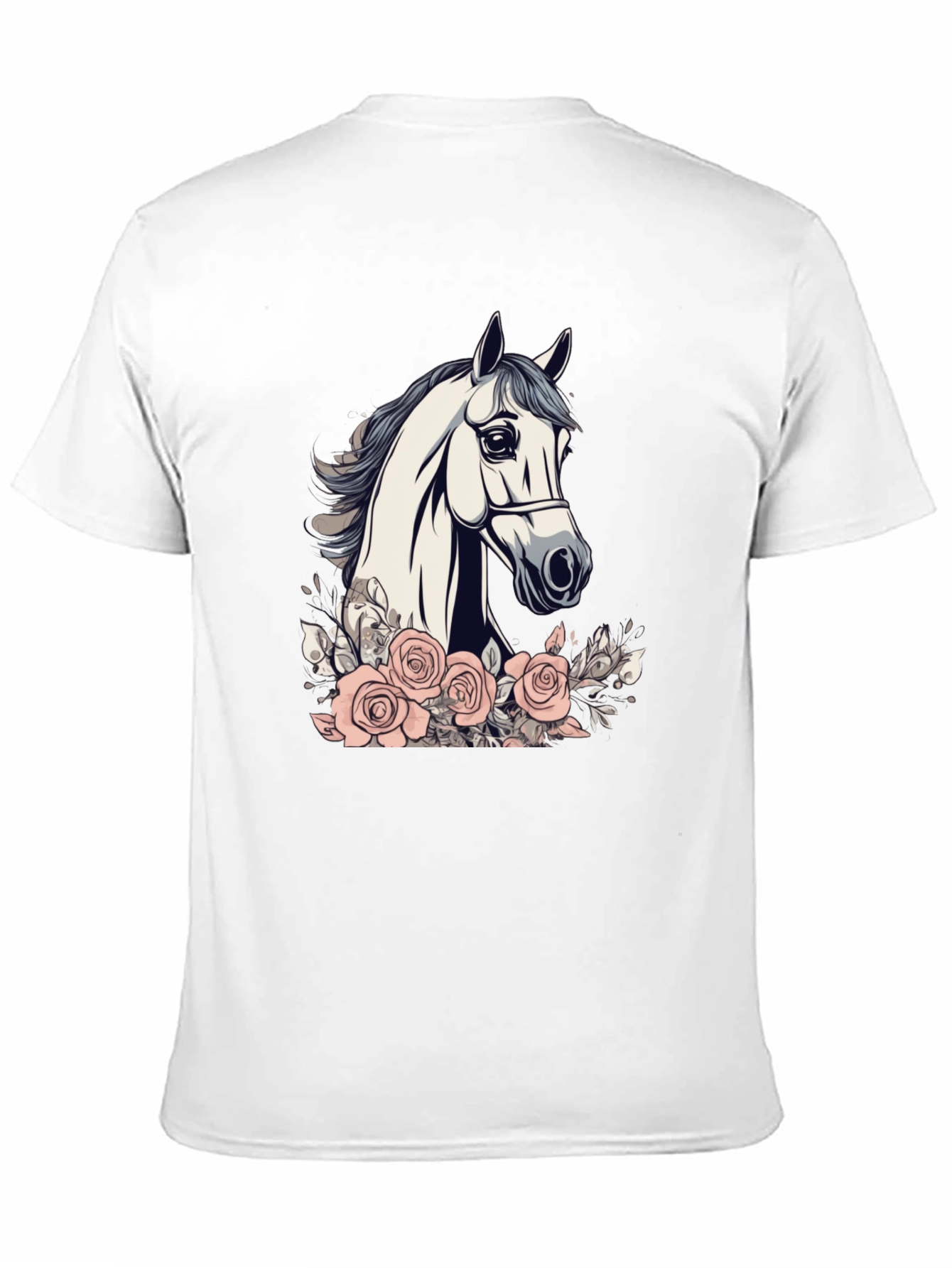 Horse and Roses Graphic Tee - Black