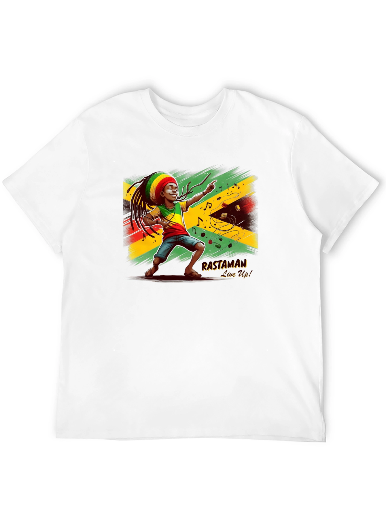 Rastaman Live Up! Black Graphic T-Shirt