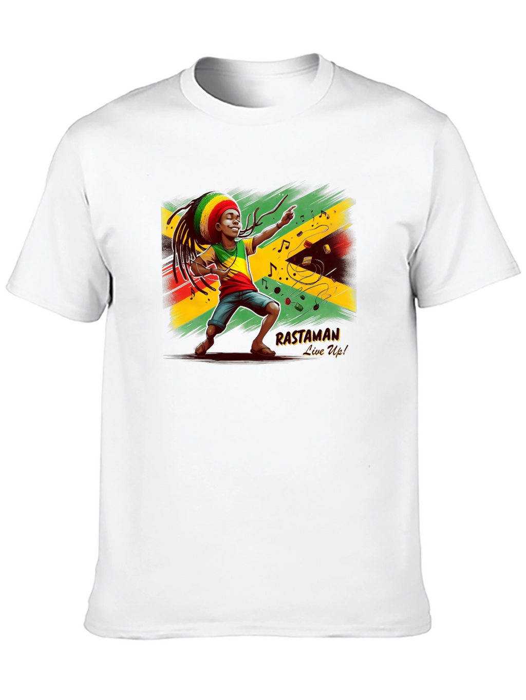 Rastaman Live Up! Black Graphic T-Shirt