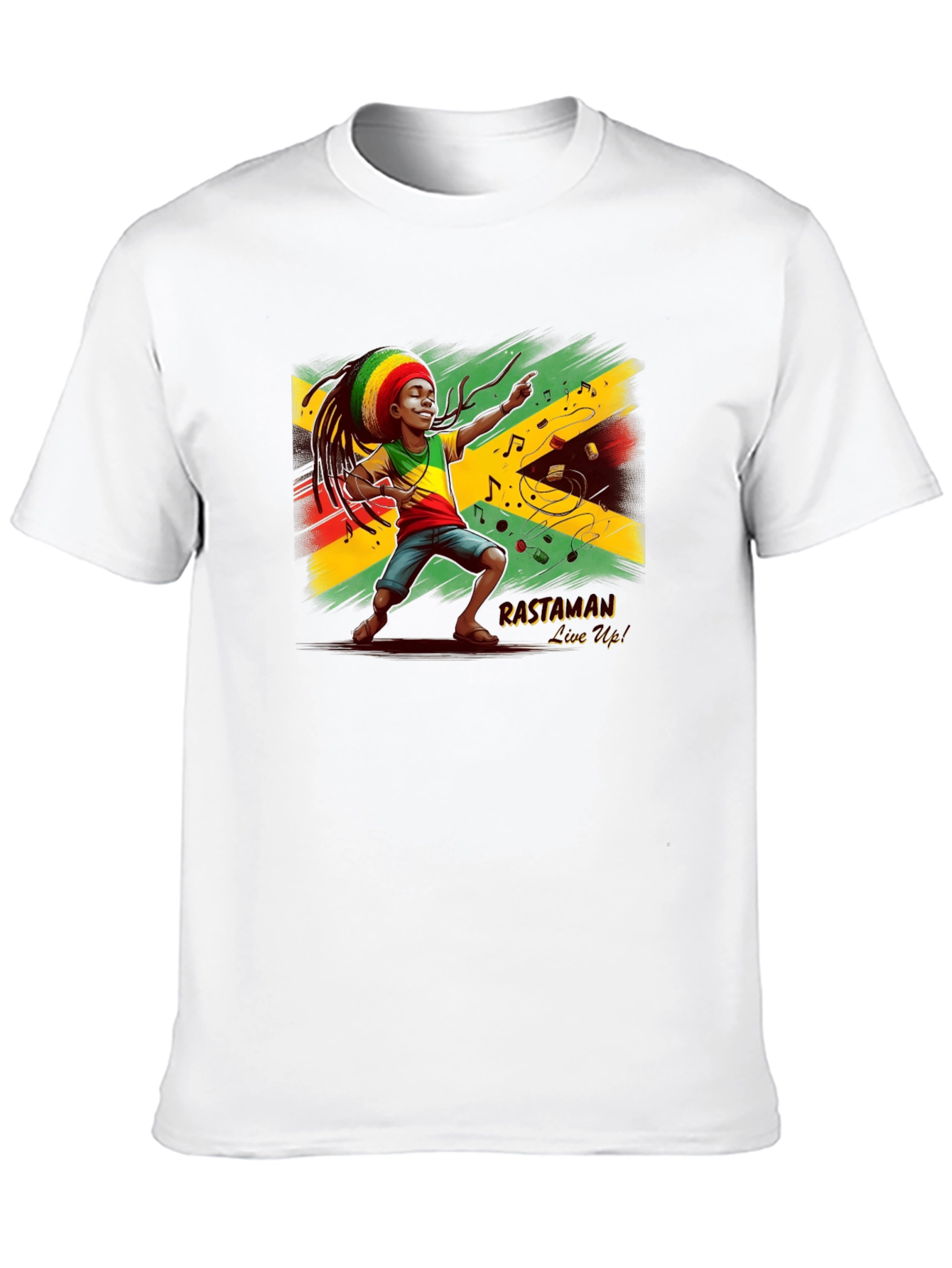 Rastaman Live Up! Black Graphic T-Shirt