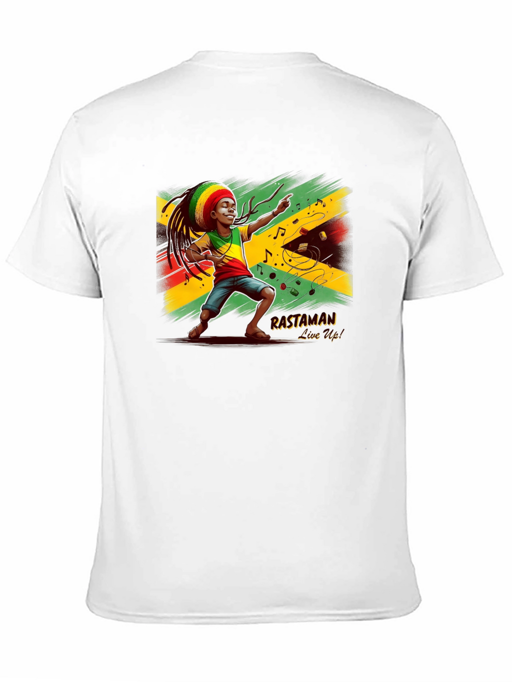 Rastaman Live Up! Black Graphic T-Shirt