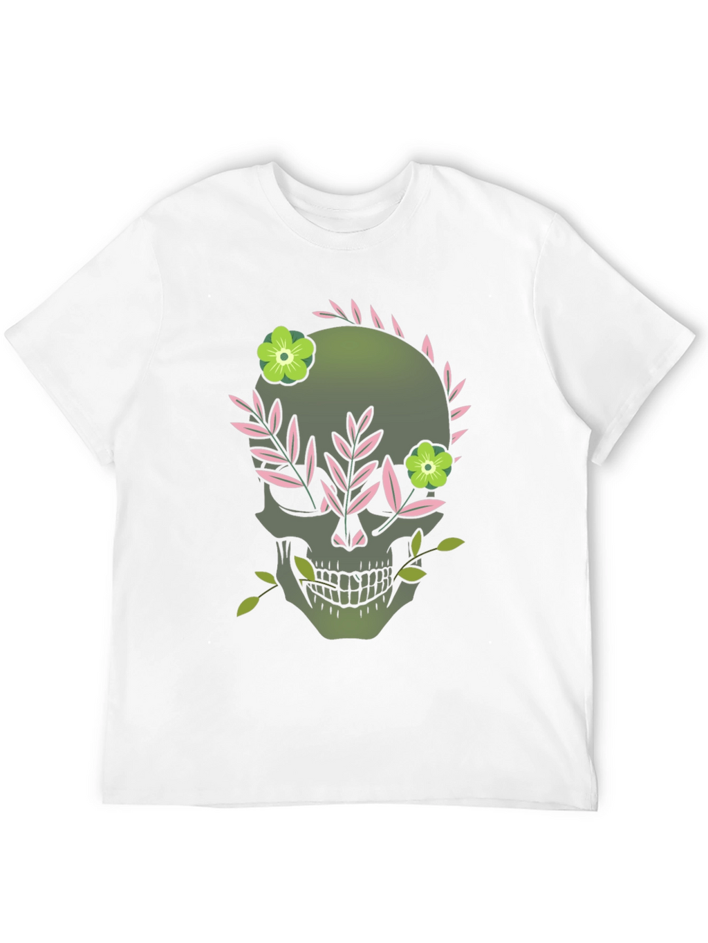 Floral Skull Graphic Tee - Dark Style