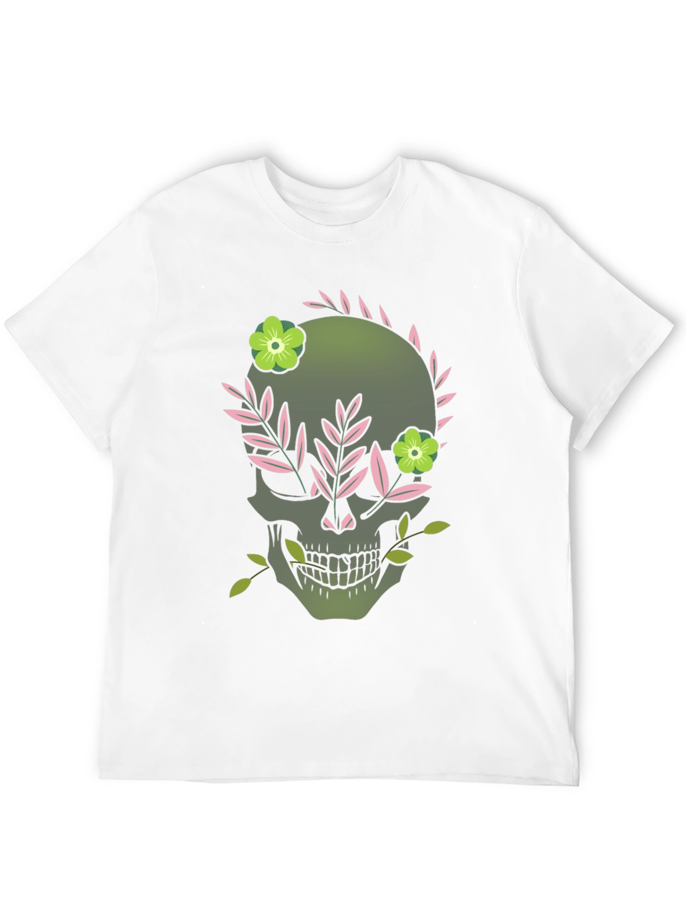 Floral Skull Graphic Tee - Dark Style