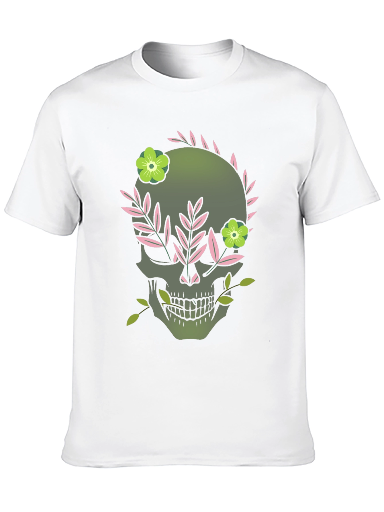 Floral Skull Graphic Tee - Dark Style