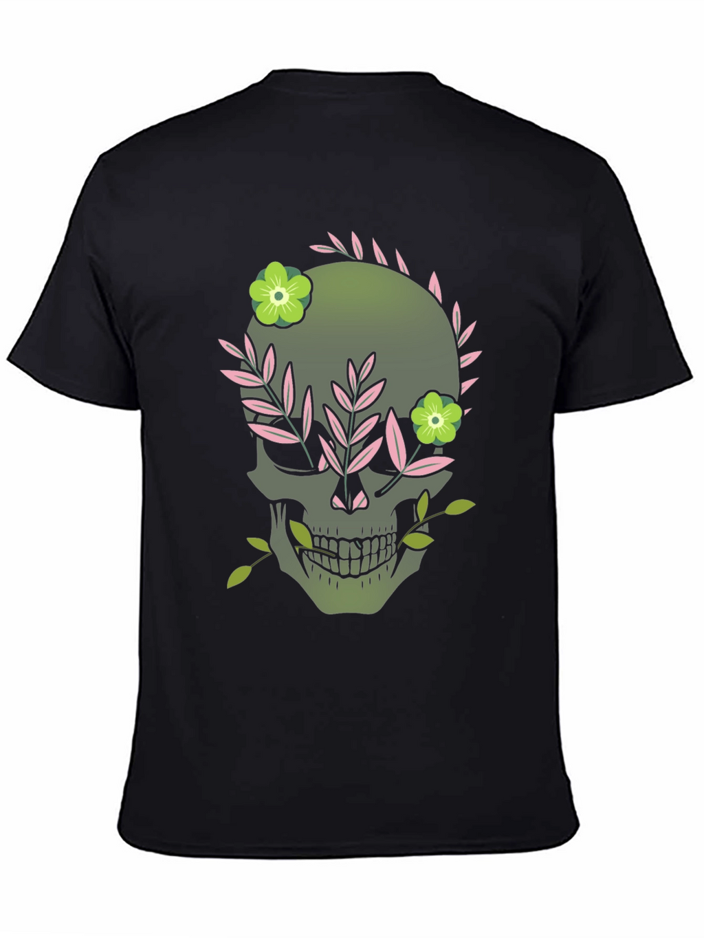 Floral Skull Graphic Tee - Dark Style