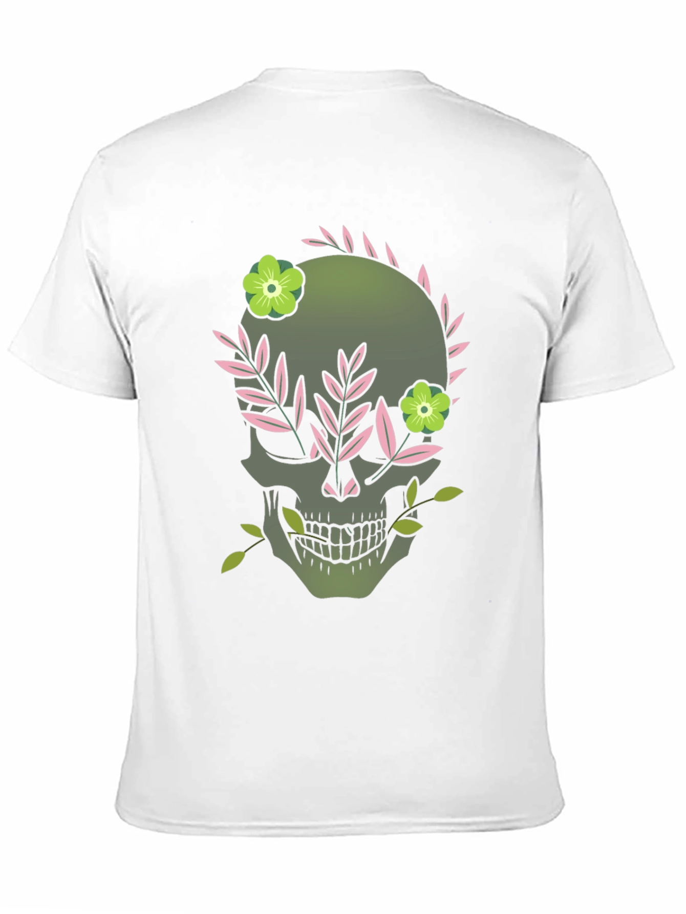 Floral Skull Graphic Tee - Dark Style