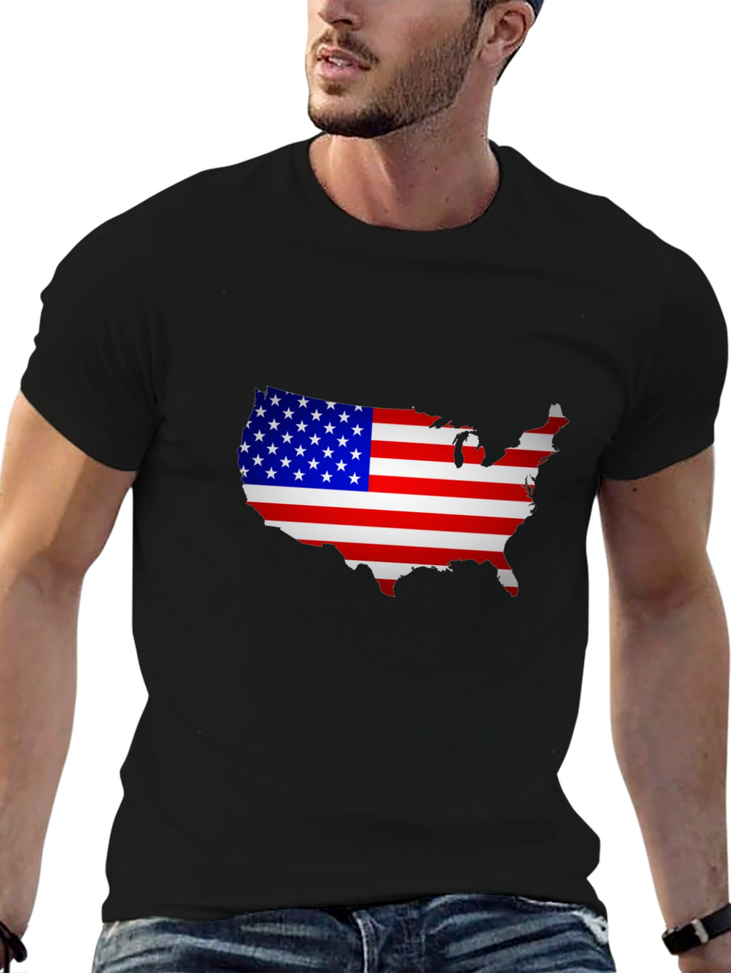 USA Flag Map Graphic T-Shirt
