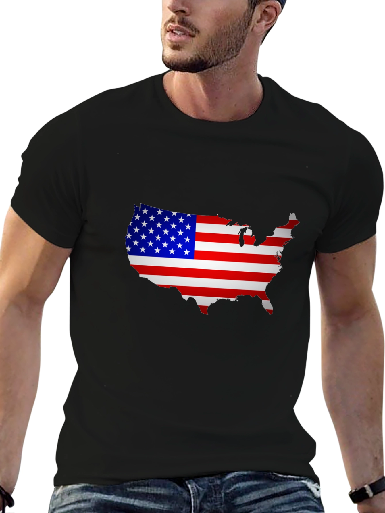 USA Flag Map Graphic T-Shirt