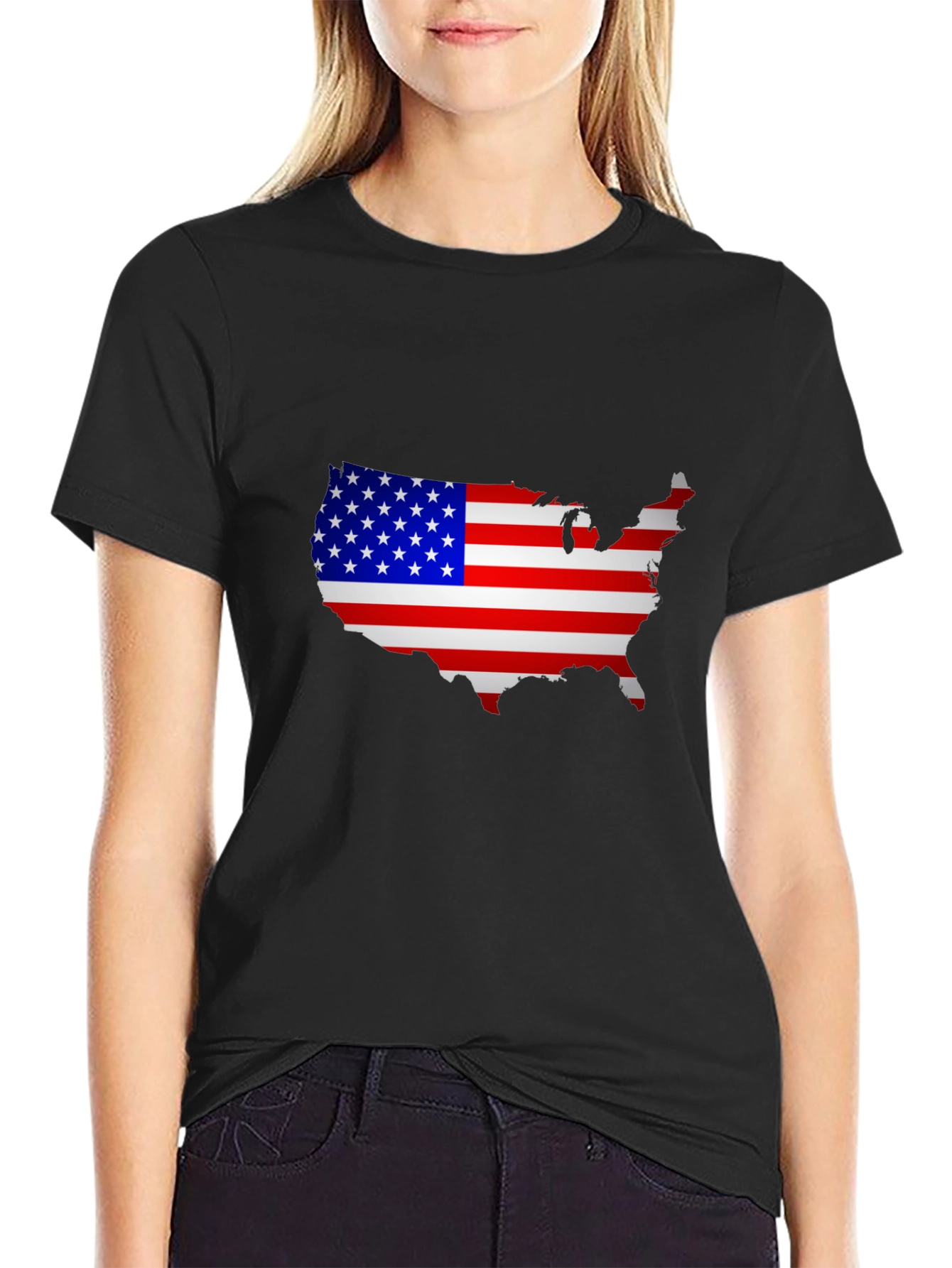 USA Flag Map Graphic T-Shirt