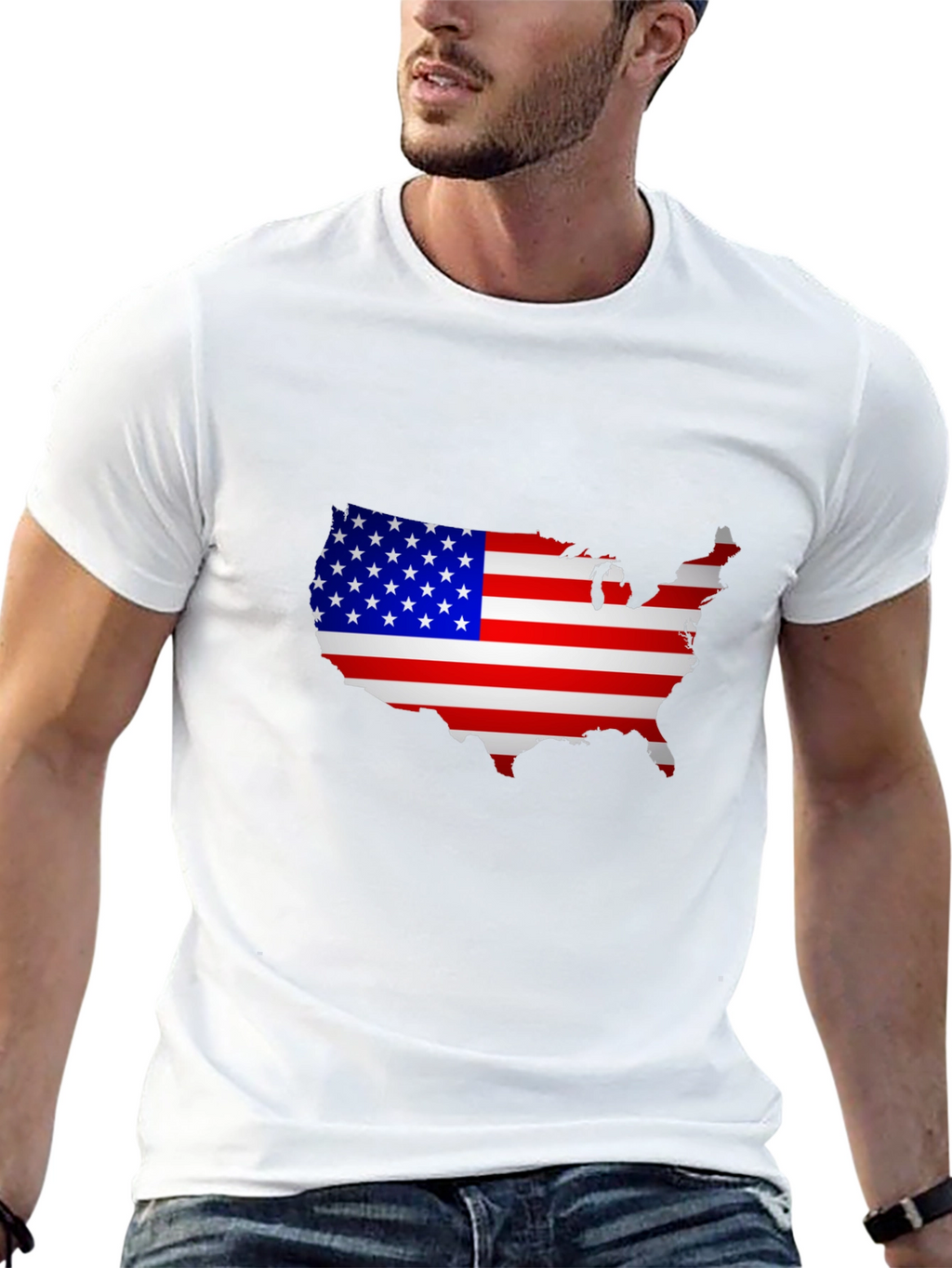 USA Flag Map Graphic T-Shirt