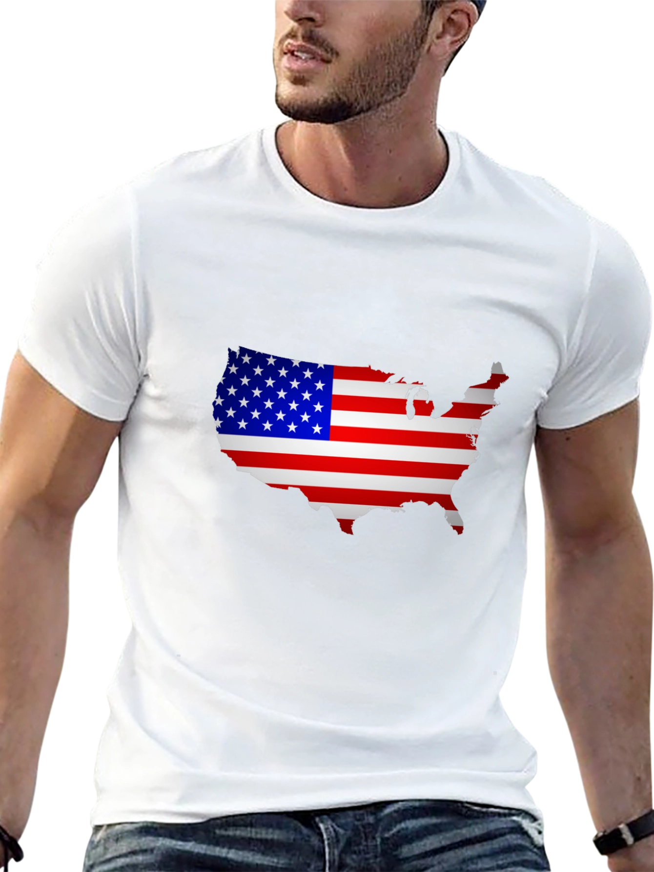 USA Flag Map Graphic T-Shirt