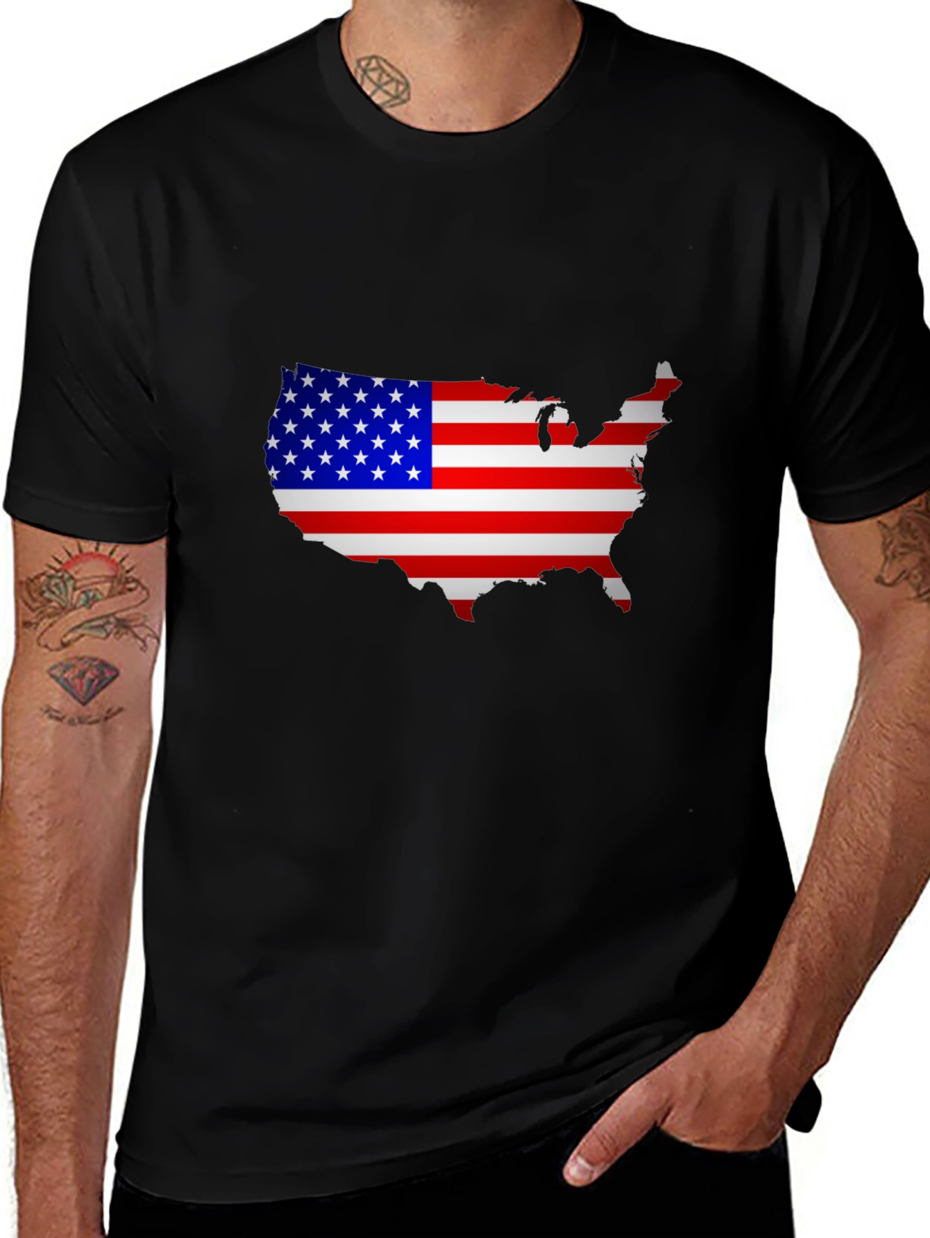 USA Flag Map Graphic T-Shirt
