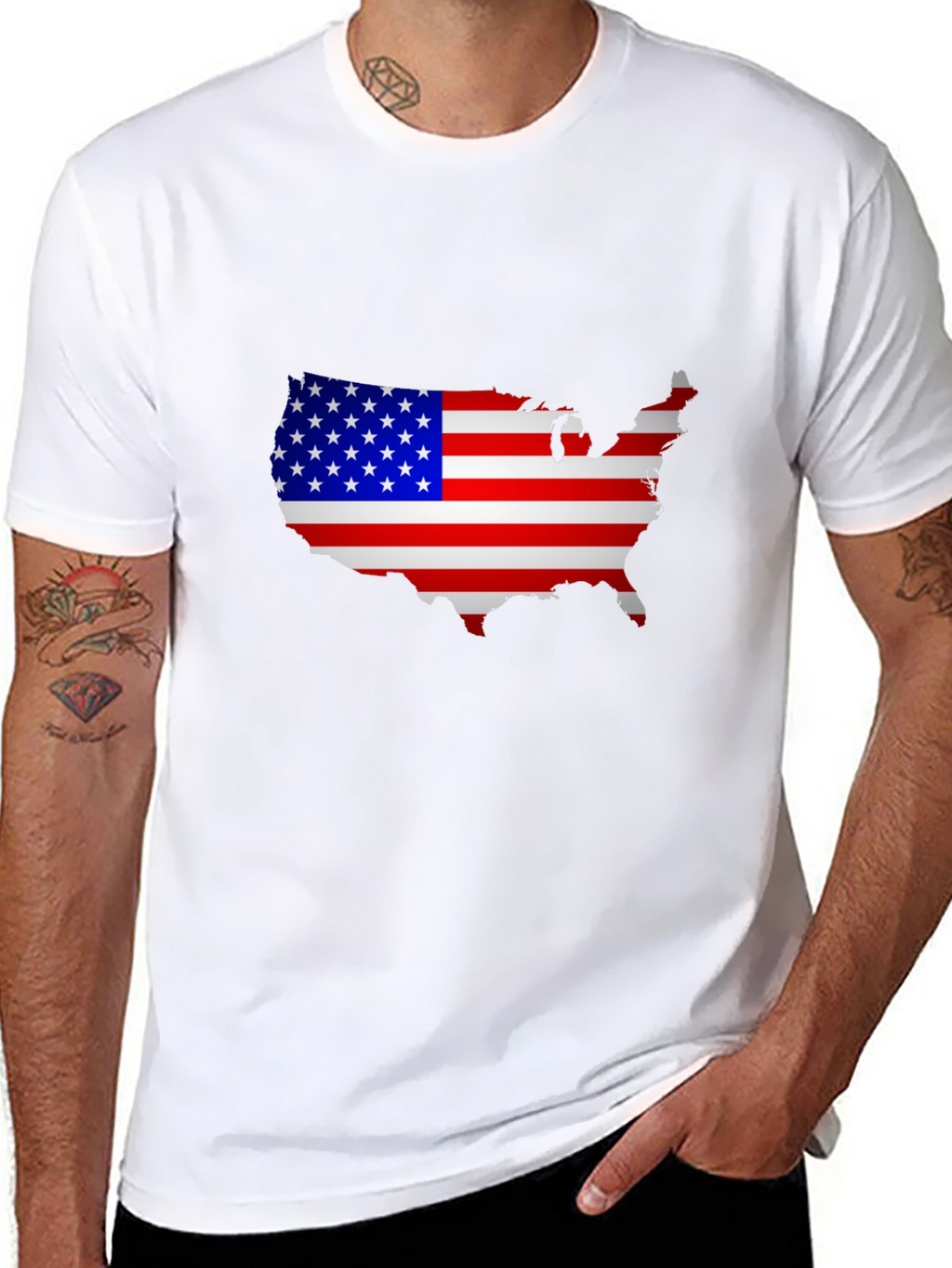 USA Flag Map Graphic T-Shirt