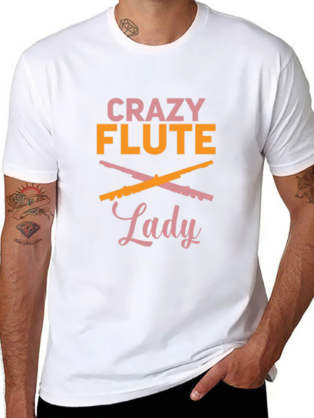 Crazy Flute Lady Graphic Tee - Music Lover Shirt