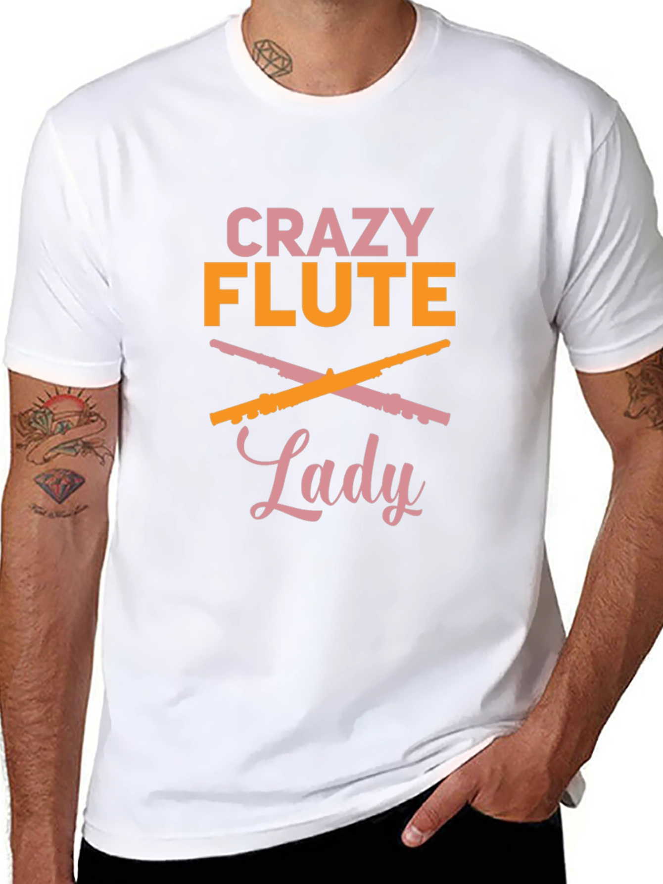 Crazy Flute Lady Graphic Tee - Music Lover Shirt