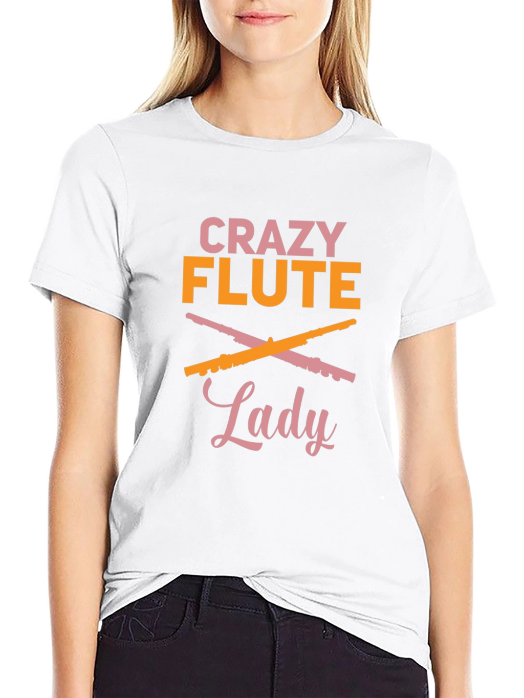 Crazy Flute Lady Graphic Tee - Music Lover Shirt